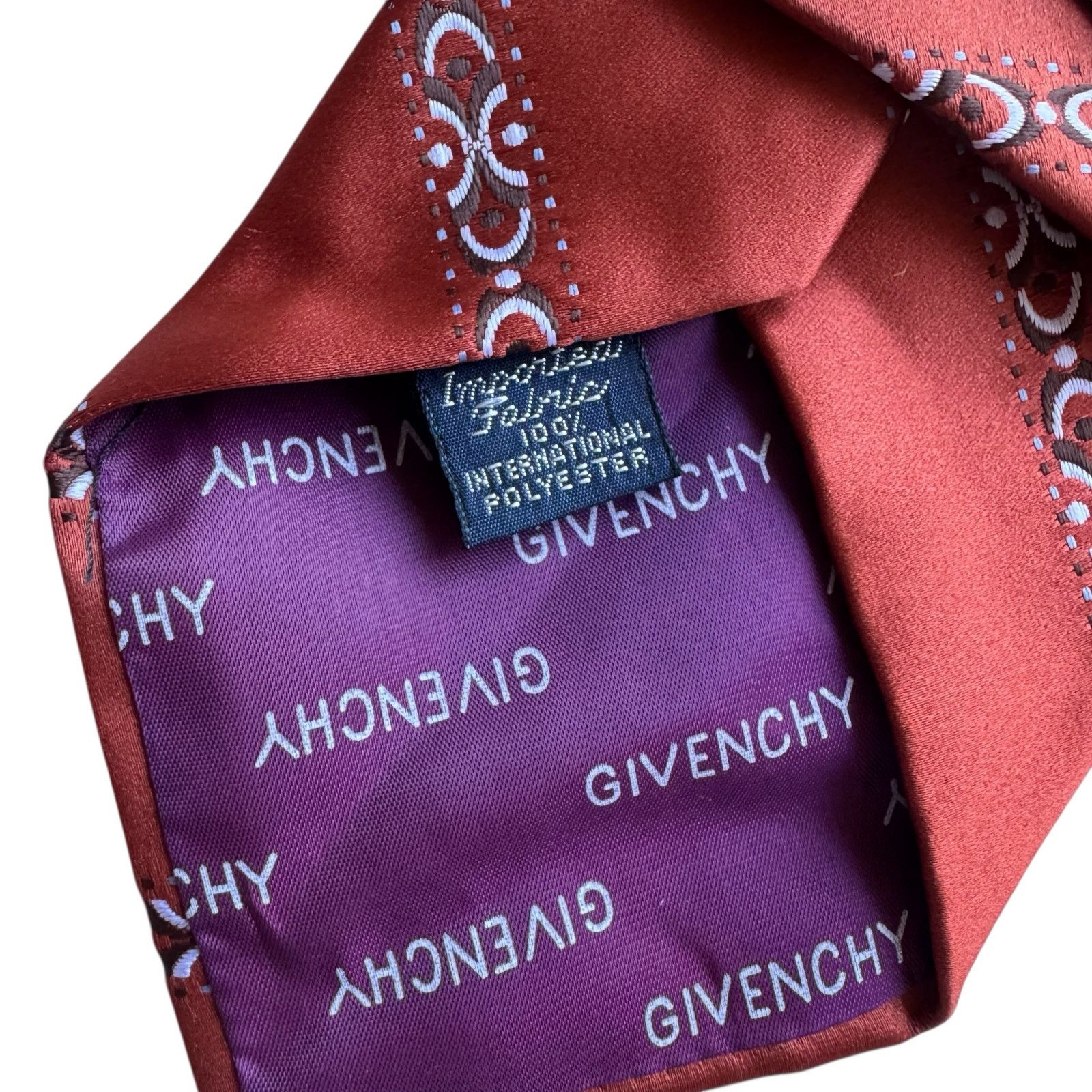 Givenchy Vintage *NEW* GIVENCHY Orange & Brown Midcentury Tie Poly Size ONE SIZE - 6 Thumbnail