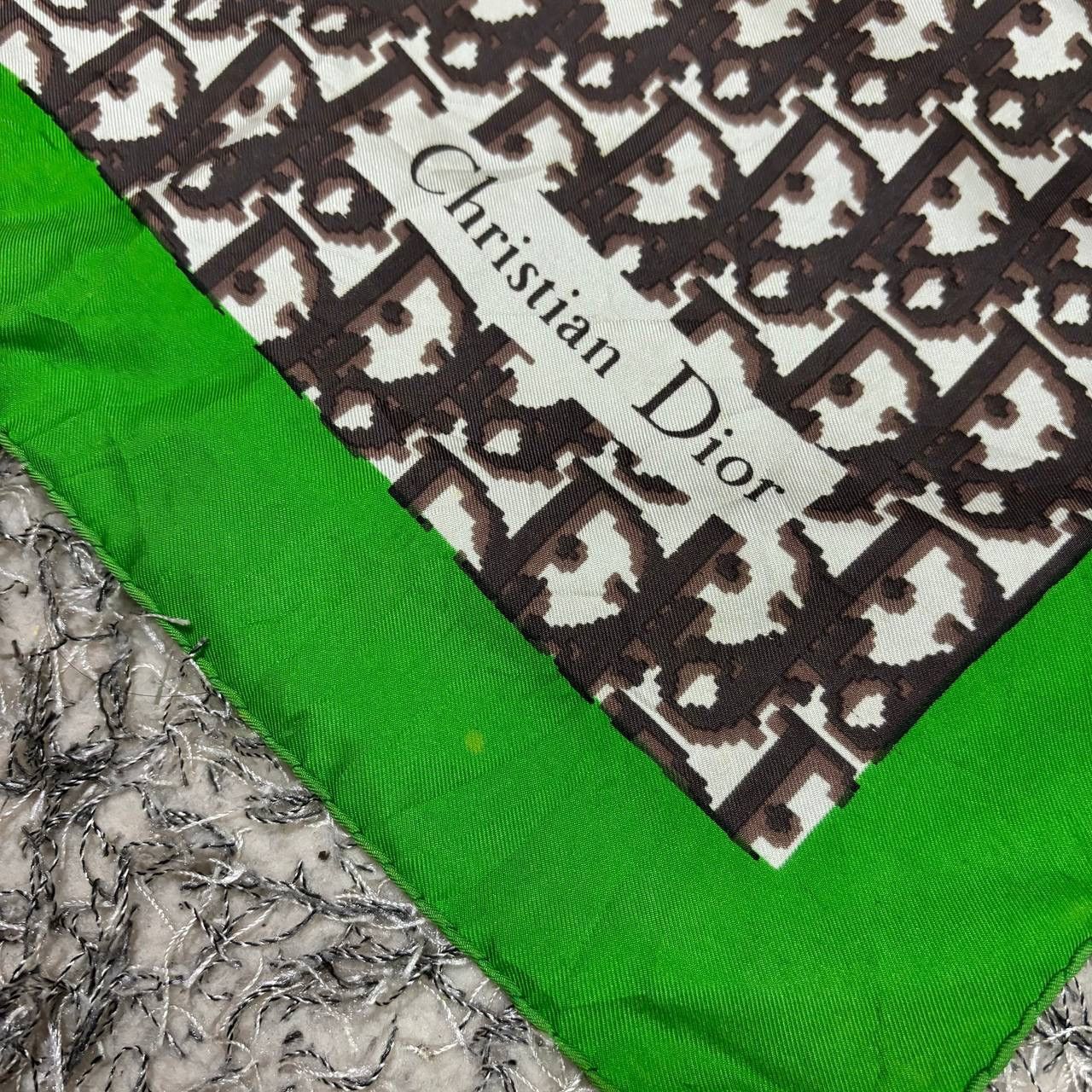Christian Dior Monsieur Vintage Christian Dior Oblique Monogram Silk Scarf Green Size ONE SIZE - 4 Thumbnail