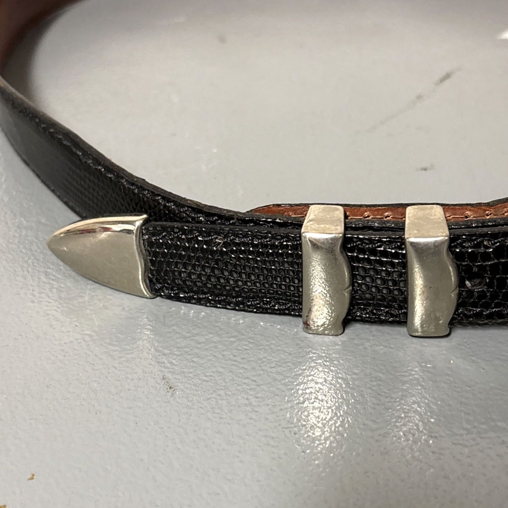 PT Torino Torino Black Lizard Leather Belt Sz 40 USA Johnston Murphy Designer Italian Luxury Size 40 - 3 Thumbnail