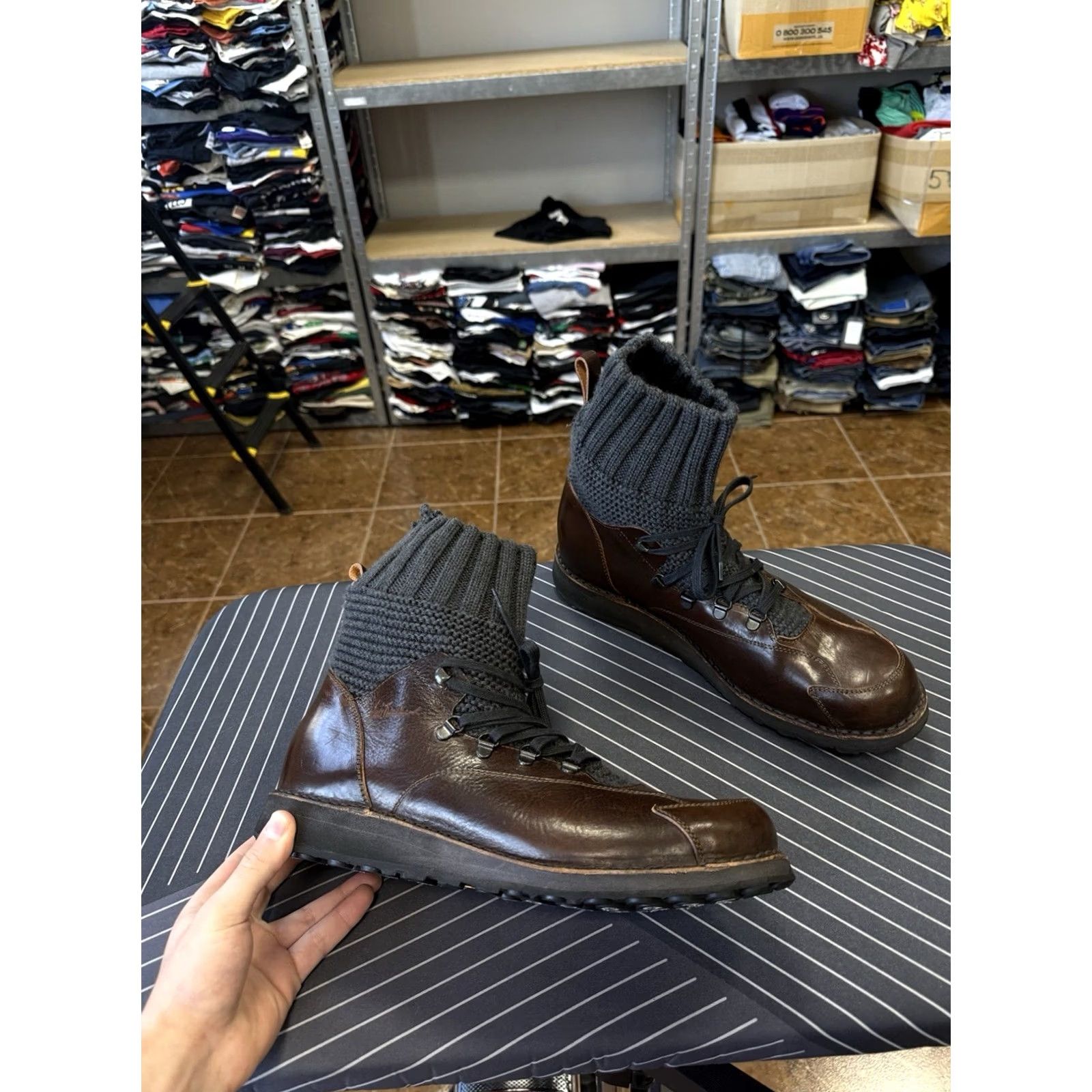 Vintage VINTAGE Luis Trenker Hand Made in Italy Leather Knit Hiking Boots Boots Mens 45 Brown Leather Knit Hiking Boots Mens 12 45 Brown Boots Mens Size US 12 / EU 45 - 2 Thumbnail