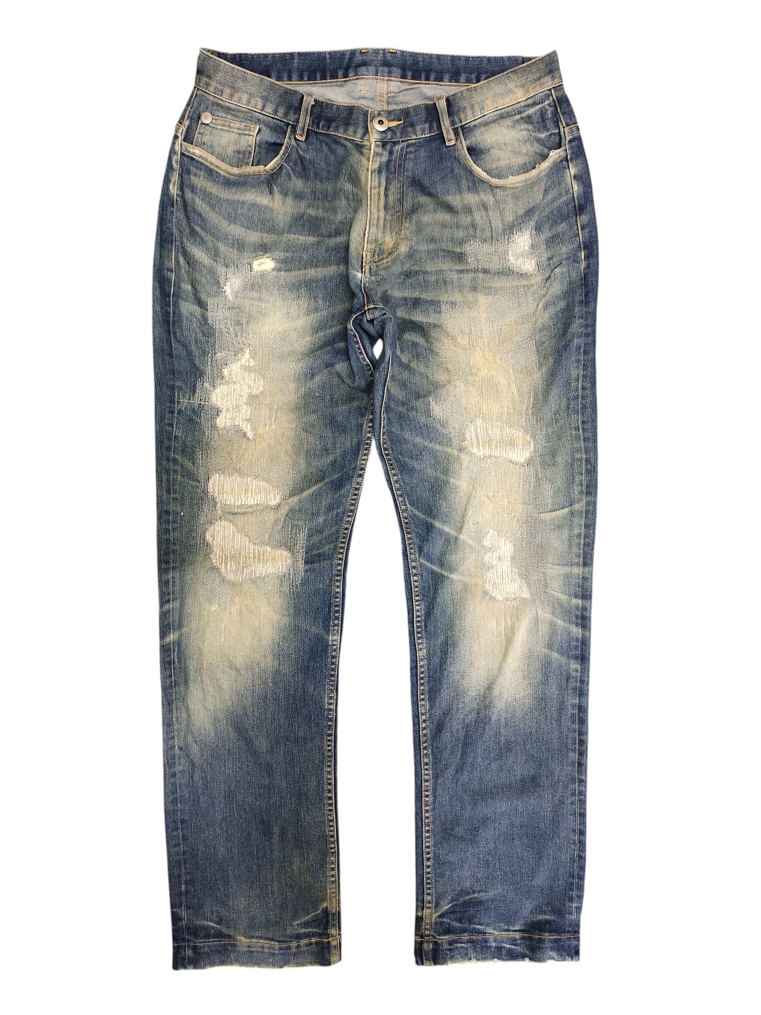 291295=Homme Japan Clawmark Distress Faded Denim Jeans