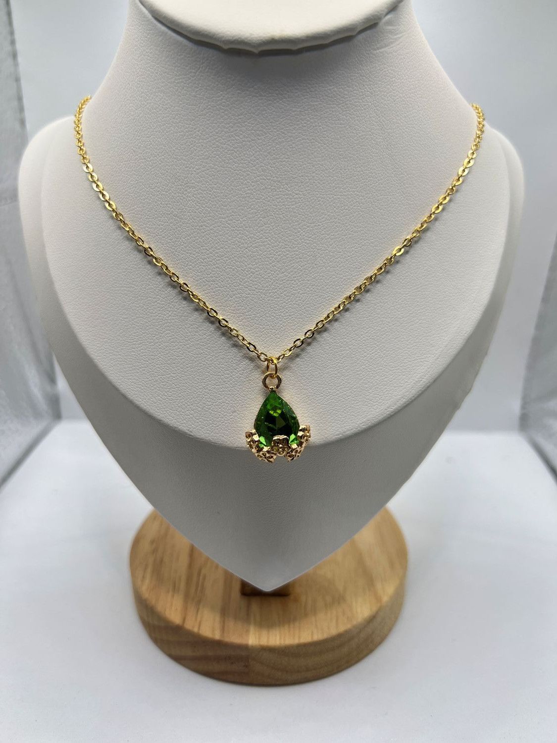 Handmade Green Cz Gold Chain Necklace | Grailed