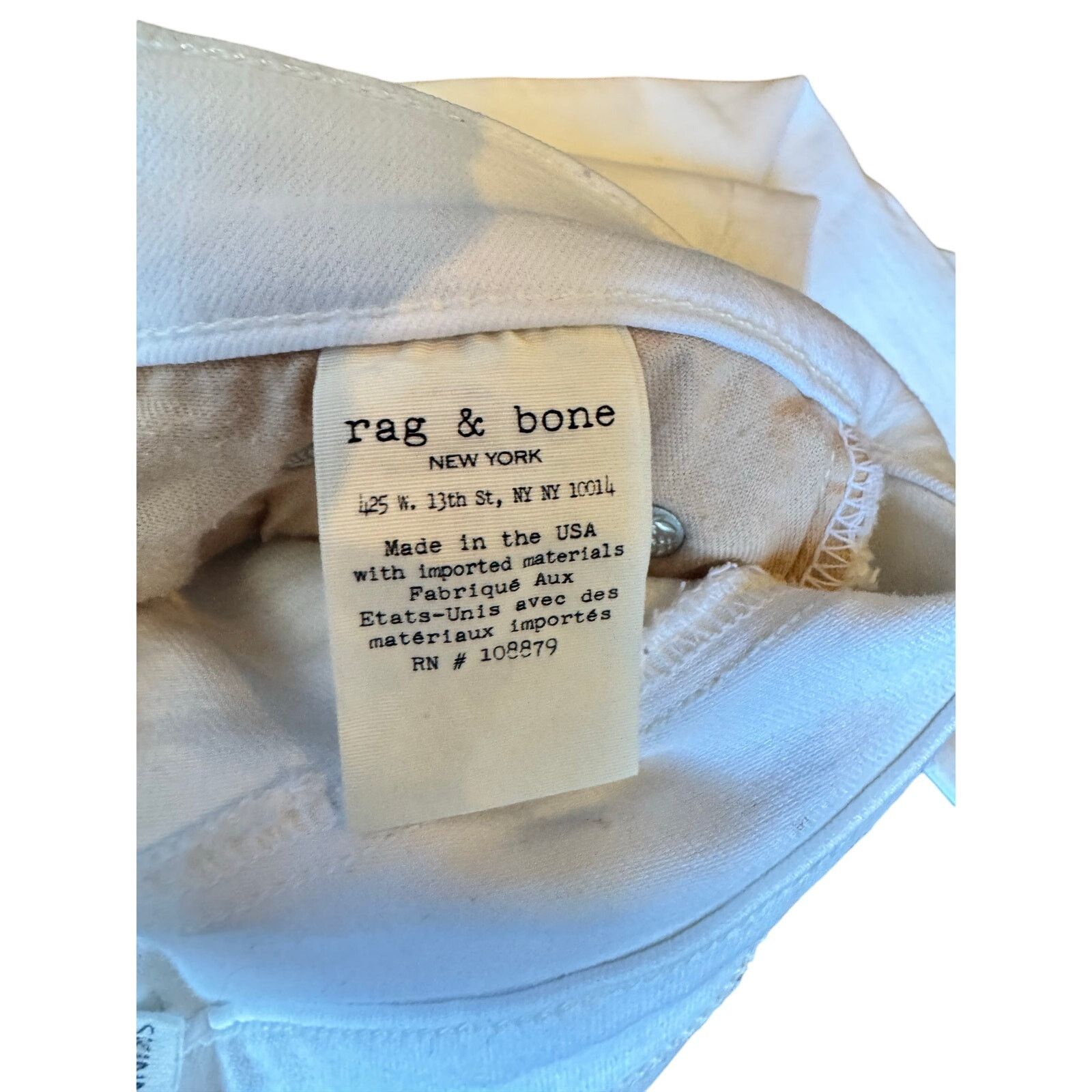 Rag & Bone Rag & Bone Stretchy White Skinny Jeans Size 28 Size 28" / US 6 / IT 42 - 2 Thumbnail