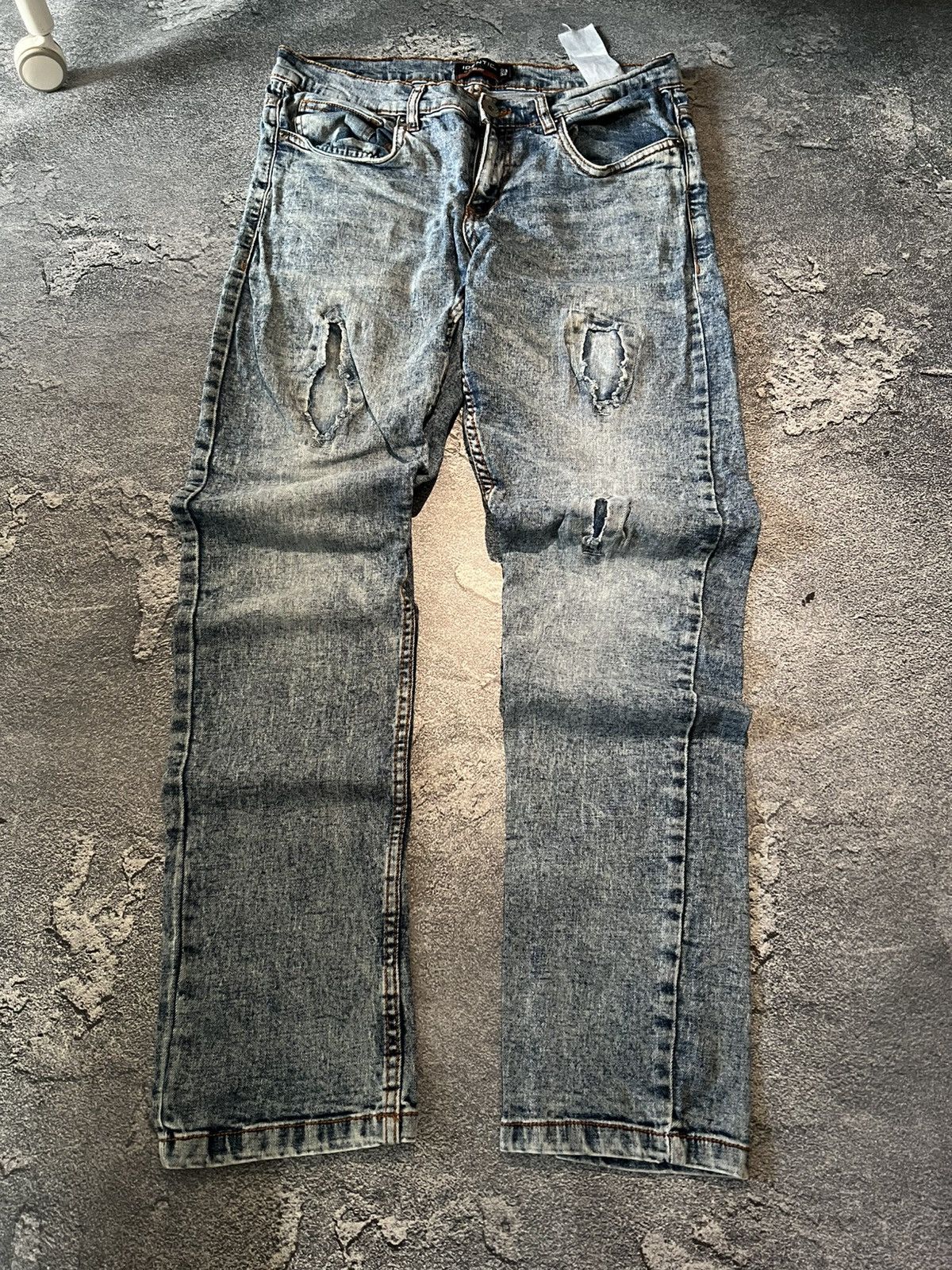 Japanese Brand Destroyed Japanese Washed Blue Vintage Skinny Size US 31 - 1 Thumbnail