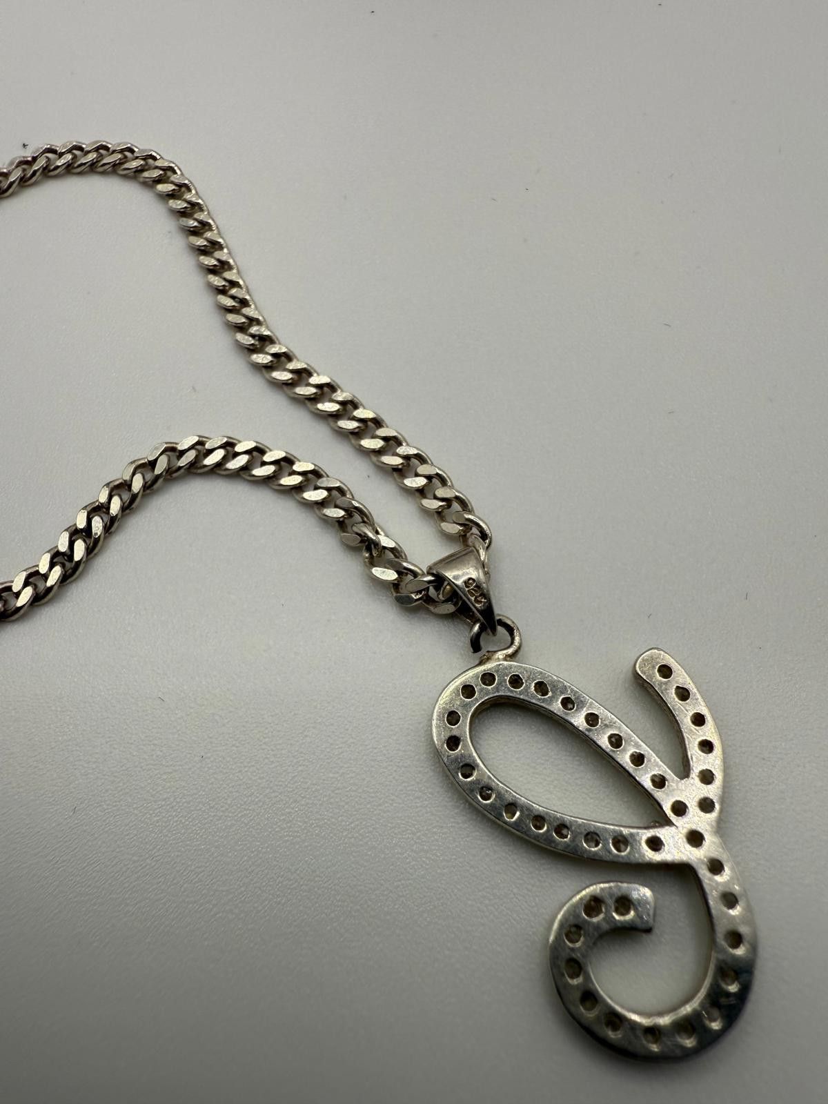 Designer 2010's CZ "C" Sterling Silver Pendant Necklace Size ONE SIZE - 3 Thumbnail