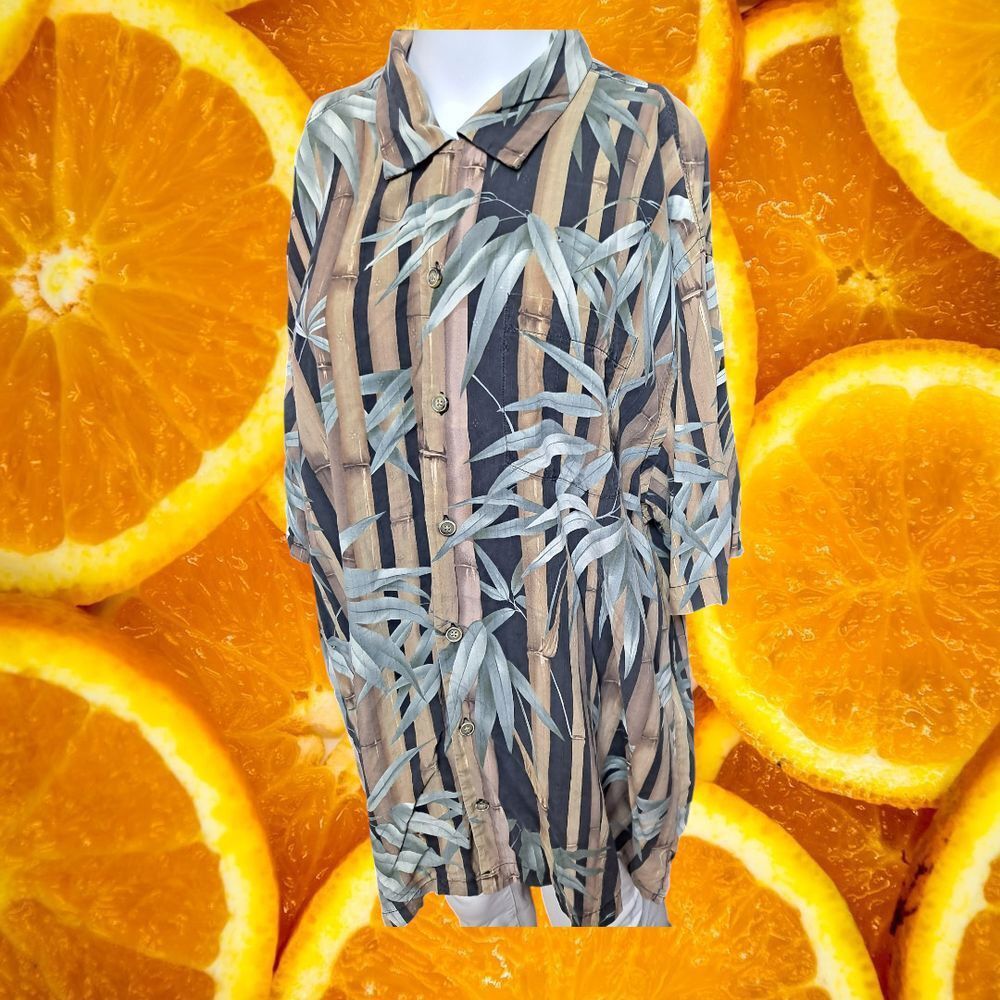 Tommy Bahama Tommy Bahama 100% Silk Bamboo Print Short Sleeve Button Down Size US XL / EU 56 / 4 - 1 Thumbnail