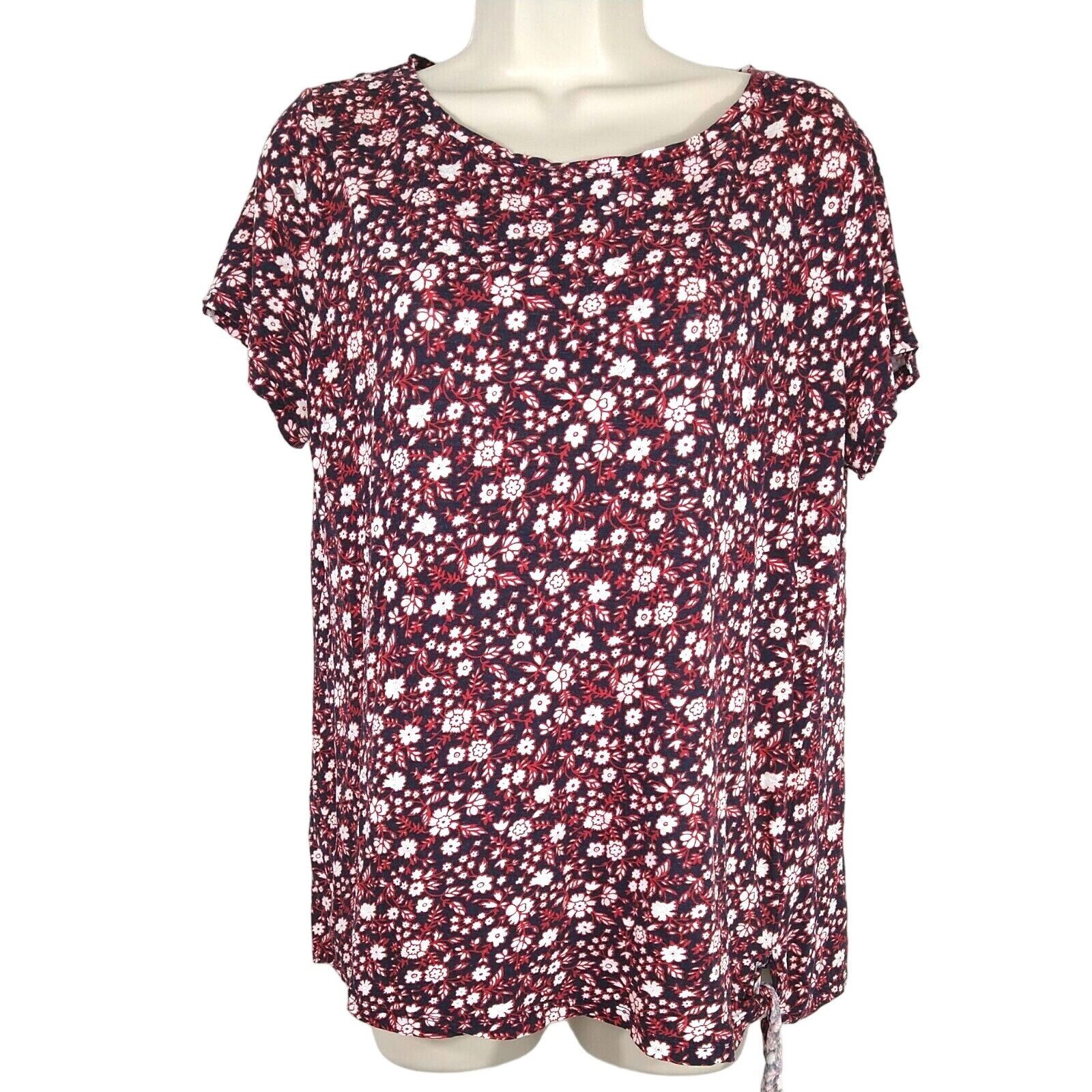Talbots Talbots Top Shirt Women Size M Floral Blue Red Linen Cotton Size M / US 6-8 / IT 42-44 - 2 Thumbnail