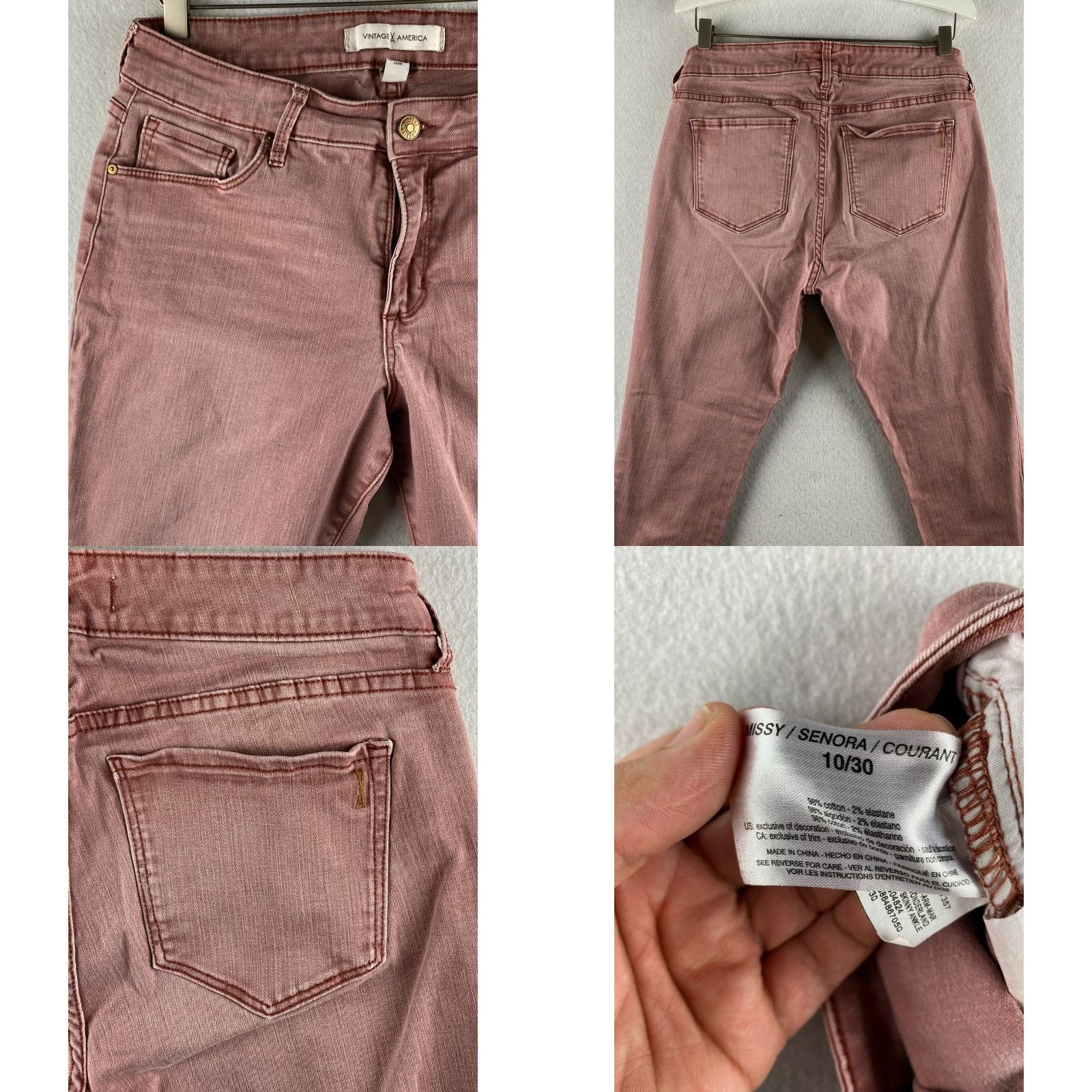 Vintage VINTAGE America Jeans Womens Missy Ankle Stretch Denim 5 Pocket Coral Red Jeans 10 / 30 Regular Size 32" / US 10 / IT 46 - 8 Thumbnail