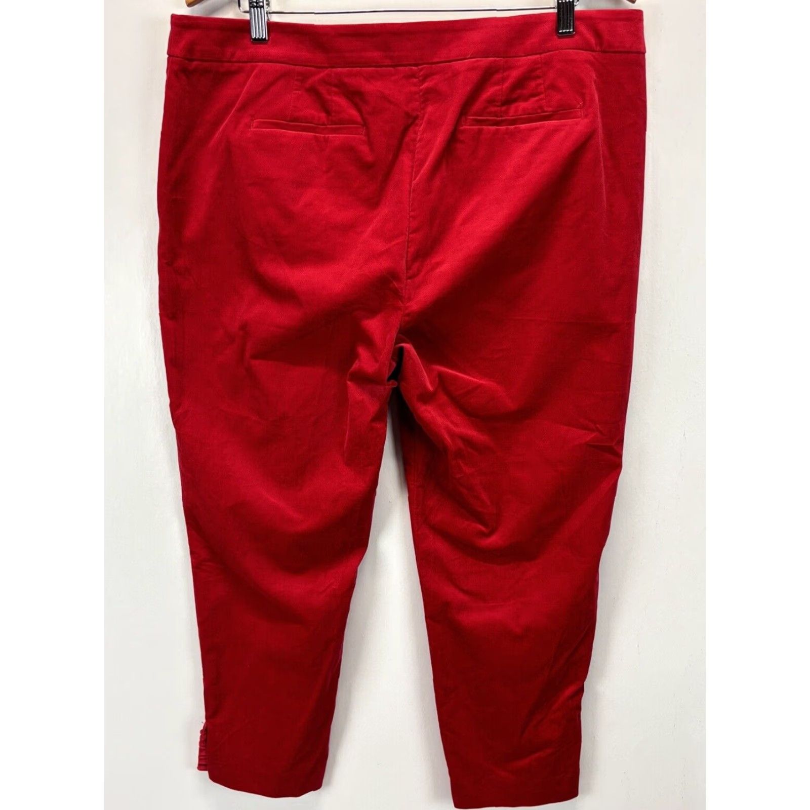 Talbots VINTAGE? No, Talbots RSVP Red Velvet Pants 16P Petite Ankle Ruffle Women Cotton Blend Velvet 16P Petite Red Ankle Ruffle Womens Size 38" / US 16 / IT 52 - 3 Thumbnail