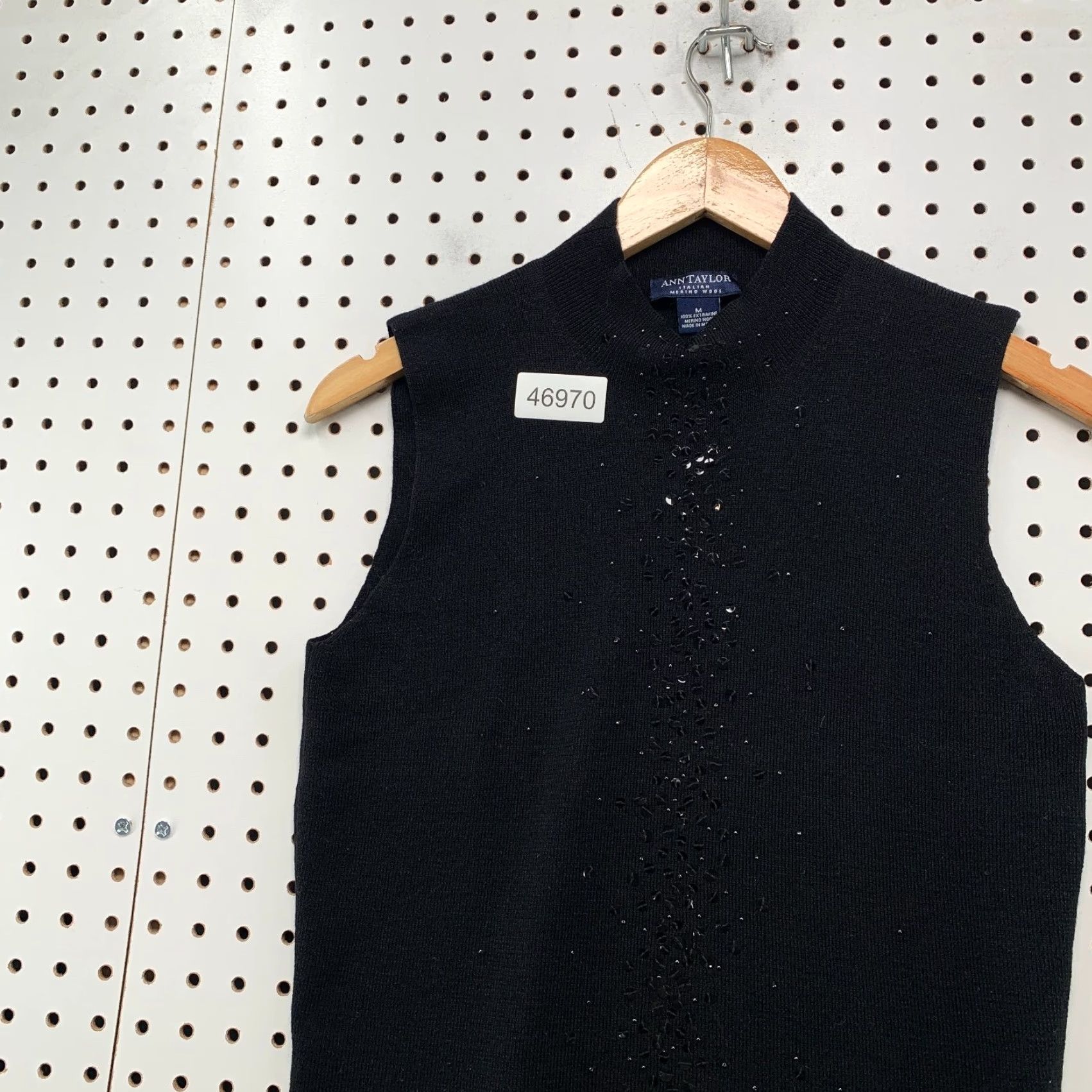 Ann Taylor Ann Taylor Italian Merino Wool Top Womens Medium Sleeveless Black Embellished Mock Neck Tank"} Size M / US 6-8 / IT 42-44 - 7 Thumbnail
