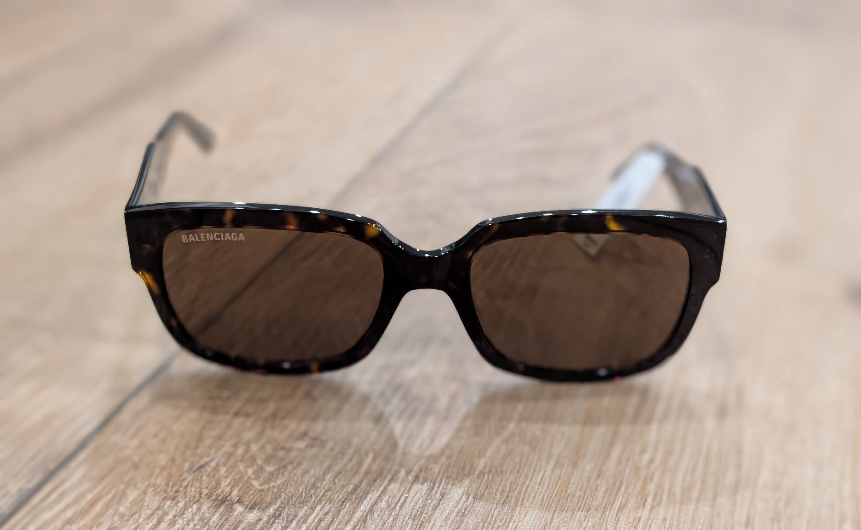 Balenciaga BALENCIAGA 55mm Rectangle Sunglasses Havana Brown Size ONE SIZE - 6 Thumbnail