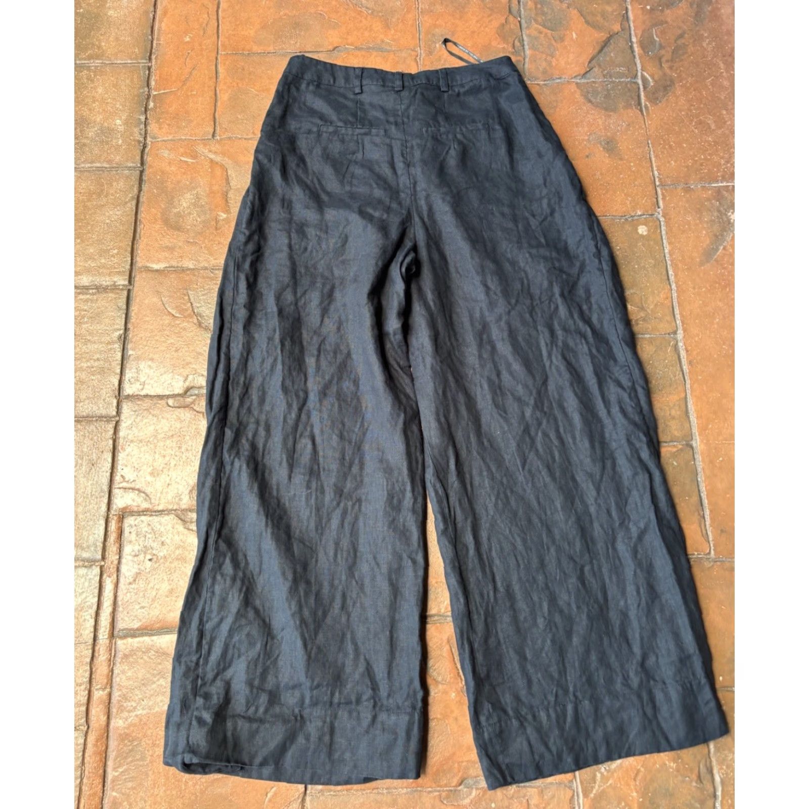 Farm Rio Farm Rio 100% Linen Wide Leg Pants Womens Medium Black Palazzo Size 32" / US 10 / IT 46 - 3 Thumbnail