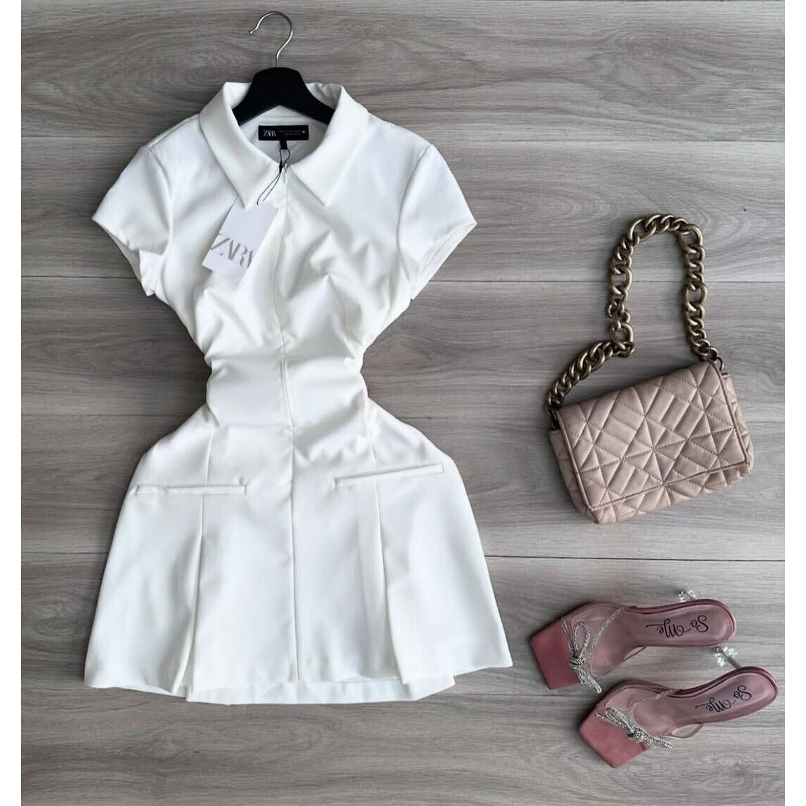 Zara ZARA BLOGGER FAVE!!! Short Dress with Box Pleats NWT Size L / US 10 / IT 46 - 23 Thumbnail