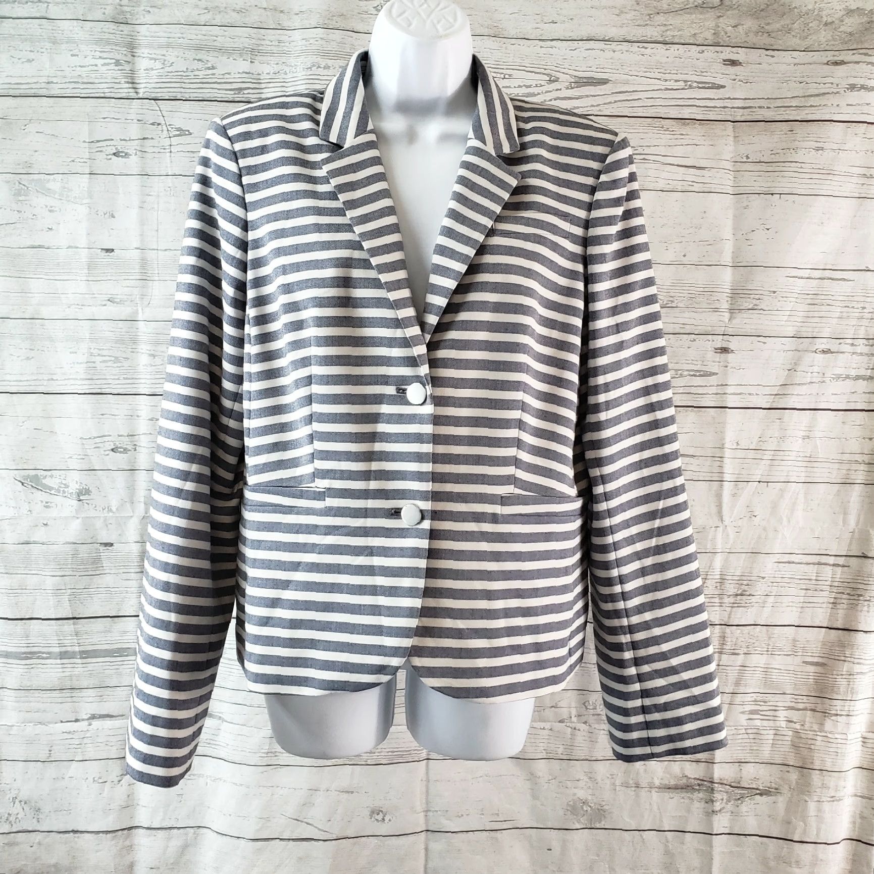 Calvin Klein Calvin Klein Blazer Womens Size 12 Blue Striped 2 Button Long Sleeve Size XL / US 12-14 / IT 48-50 - 2 Thumbnail