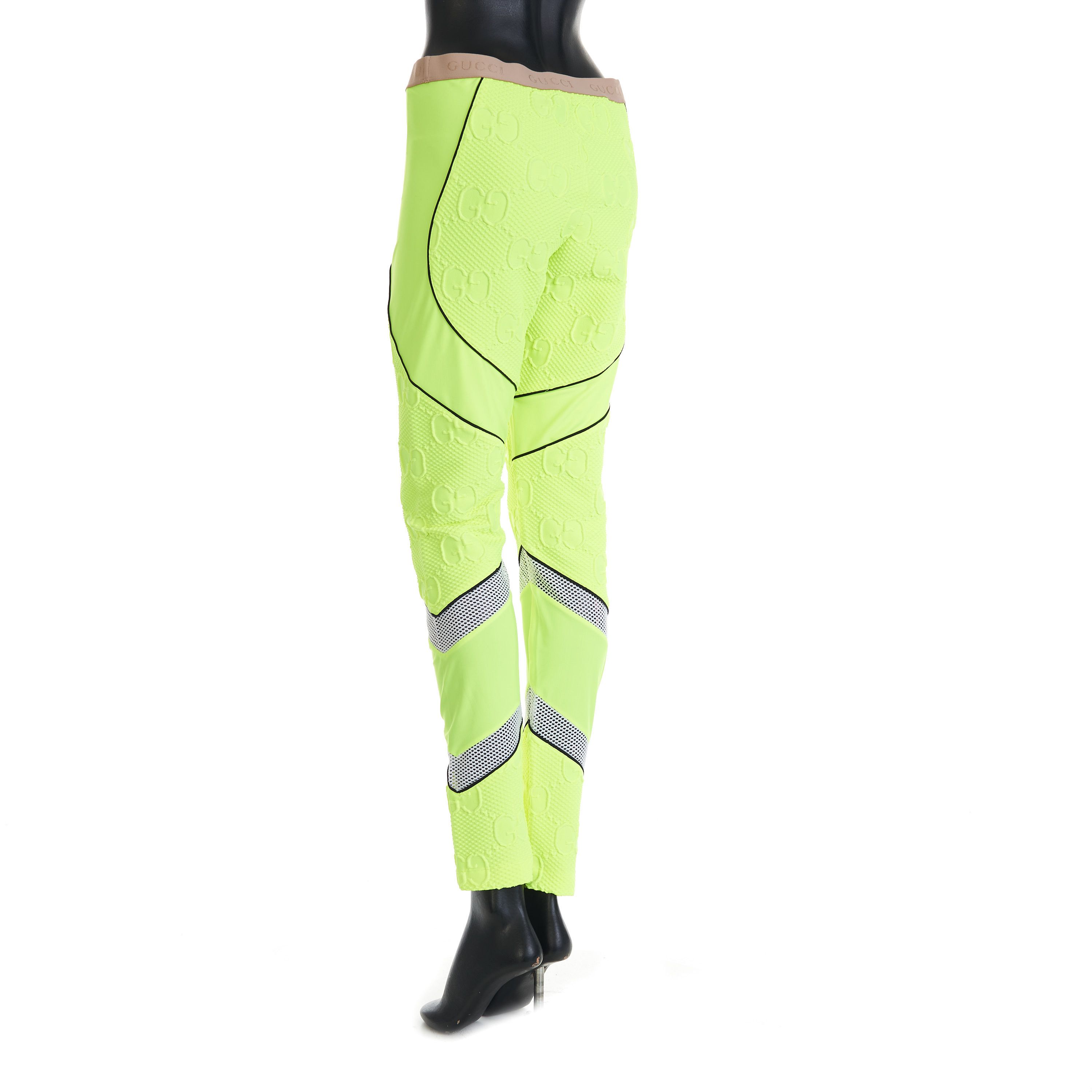 Gucci GG Stretch Jersey Neoprene Leggings In Fluorescent Yellow Size US 34 / EU 50 - 4 Thumbnail