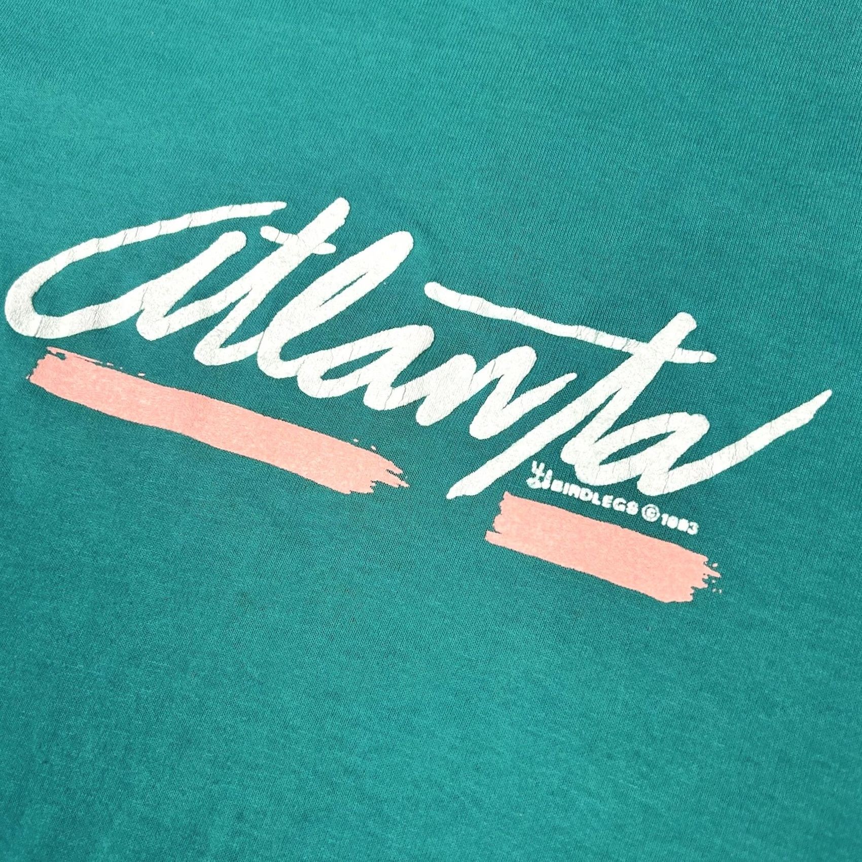 Vintage VINTAGE Atlanta Graphic Blue T-Shirt Large Puff Print USA Birdlegs Unisex Adults 90s Single Stitch Graphic Tee Size US L / EU 52-54 / 3 - 5 Thumbnail