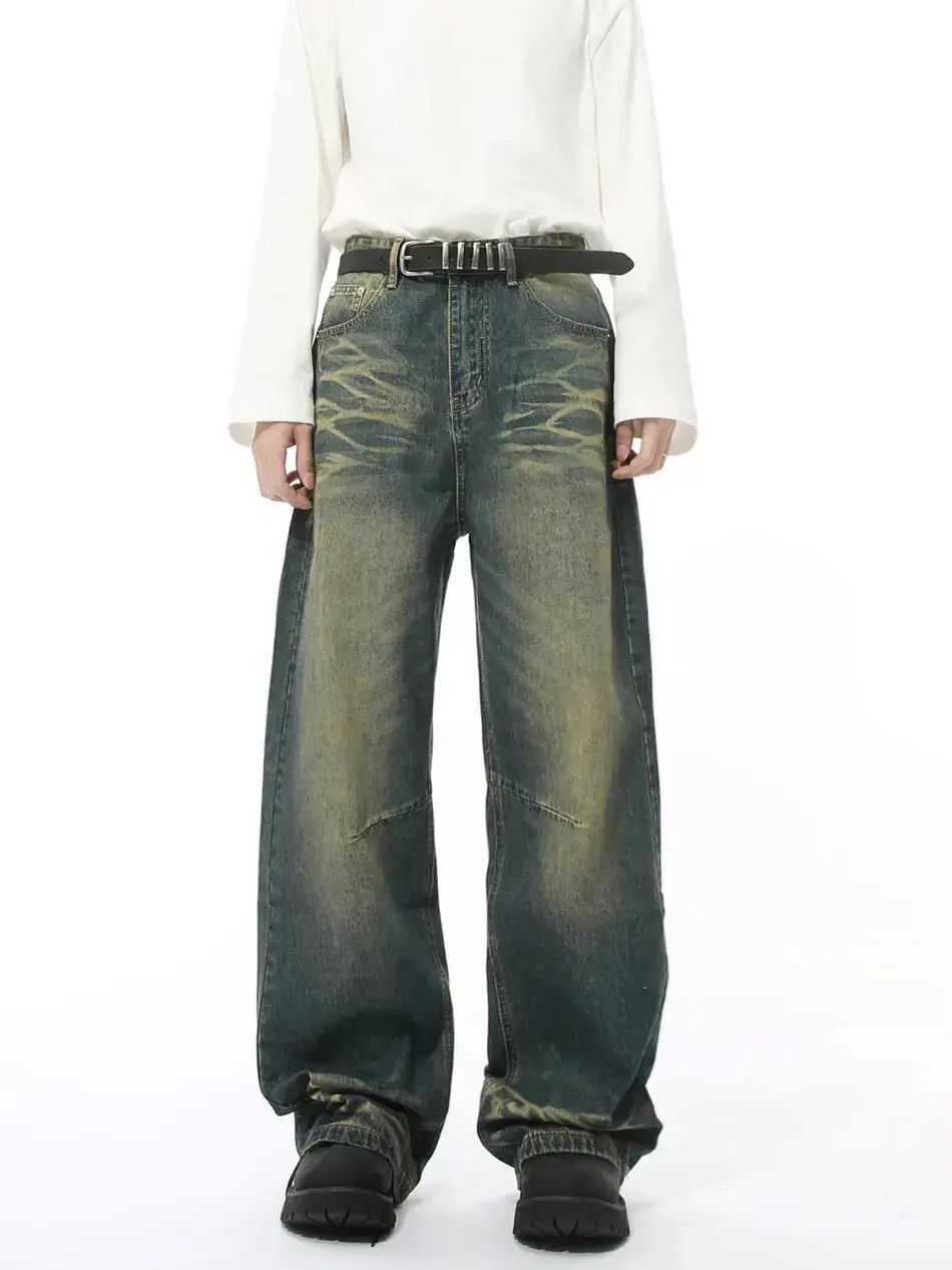 Japanese Brand Retro loose water ripple high street jeans Size US 32 / EU 48 - 1 Thumbnail