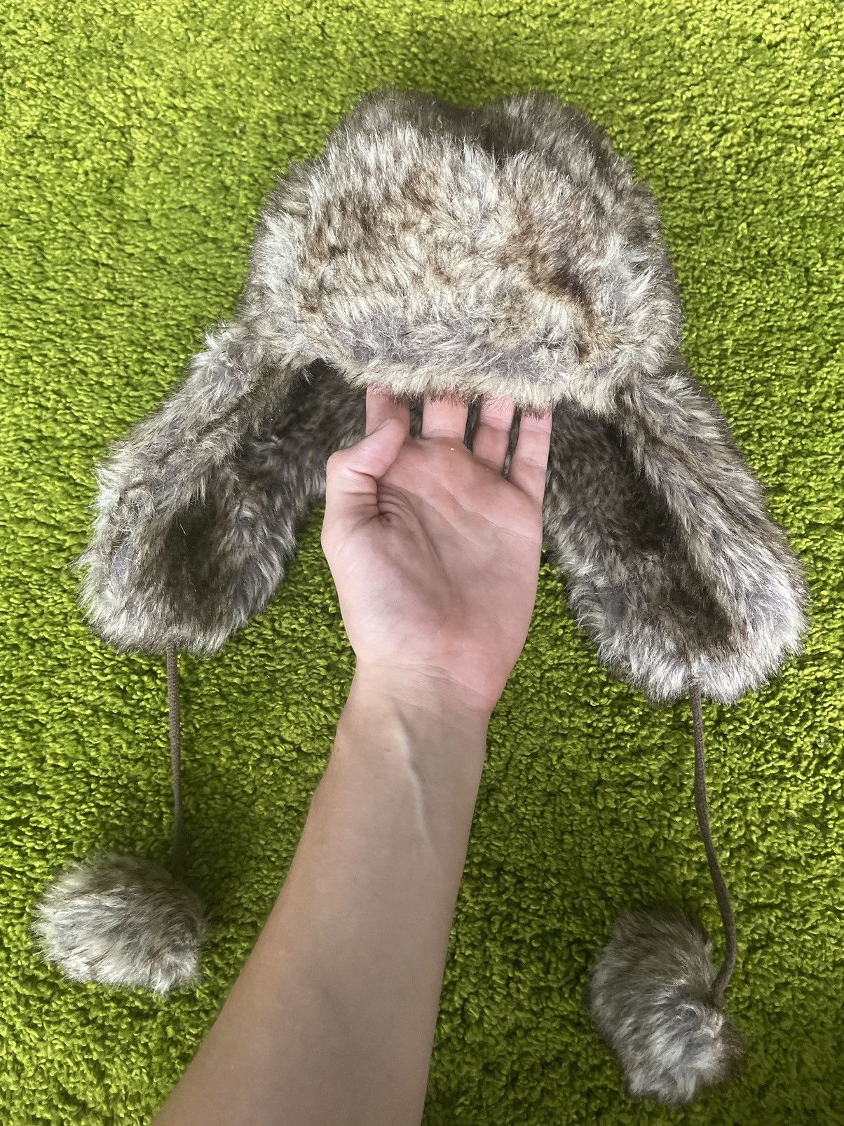 Designer Y2K fuzzy faux fur Ushanka trapper / checker hat Japanese Size 32 - 1 Thumbnail