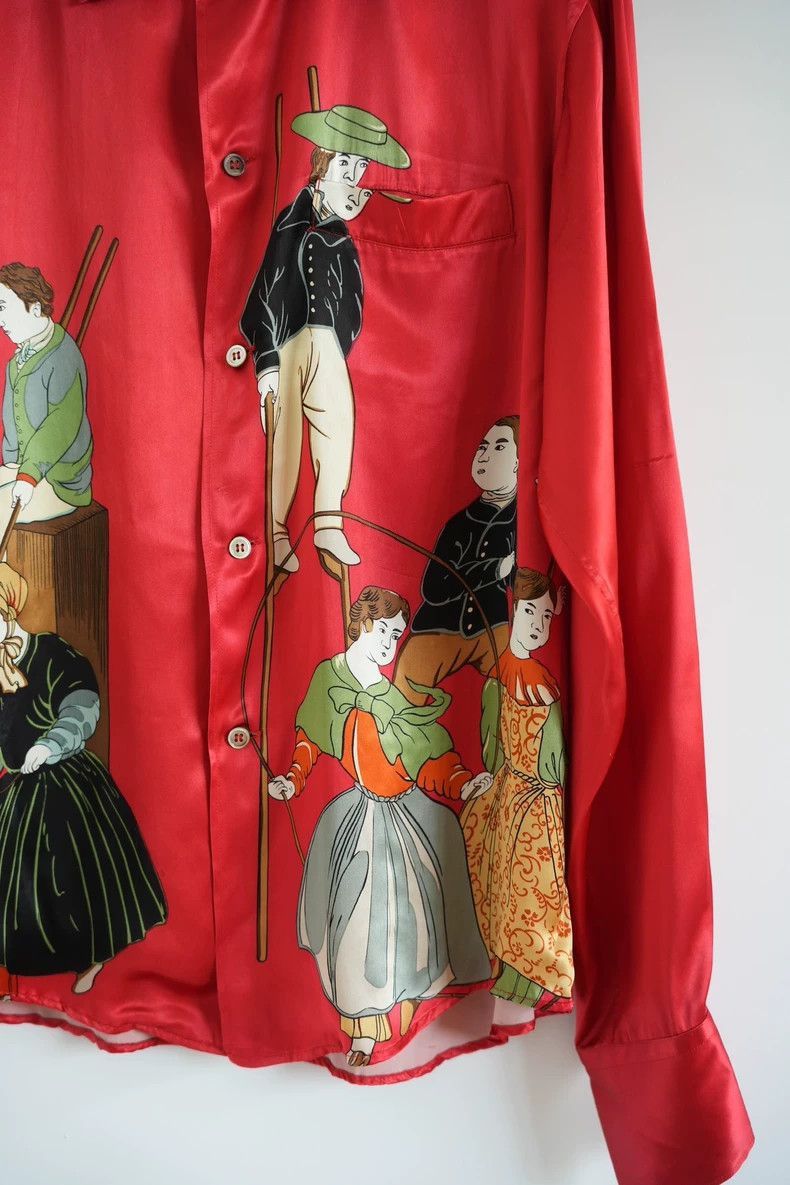 Yohji Yamamoto Yohji Yamamoto Yohji Yamamoto Red Silk Shirt with Print Size US M / EU 48-50 / 2 - 3 Thumbnail