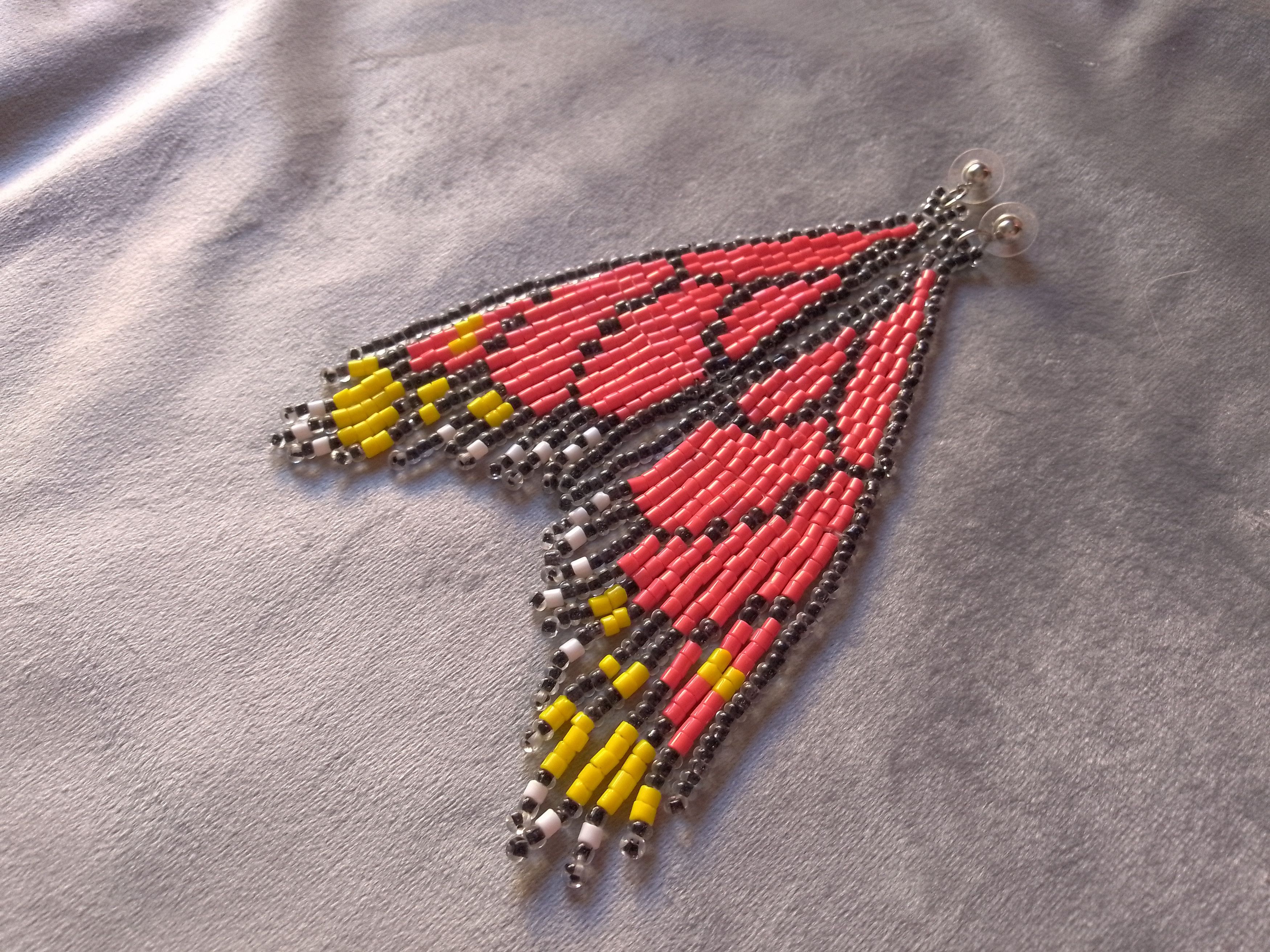 Handmade Earrings Long Red Bangs Elegant Butterfly Wings Boho Size ONE SIZE - 5 Thumbnail