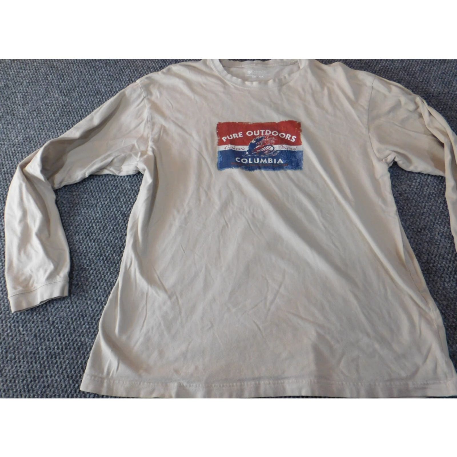 Vintage Columbia Shirt XL Beige Long Sleeve Crew Neck Logo Outdoors Classic Men Size US XL / EU 56 / 4 - 3 Thumbnail