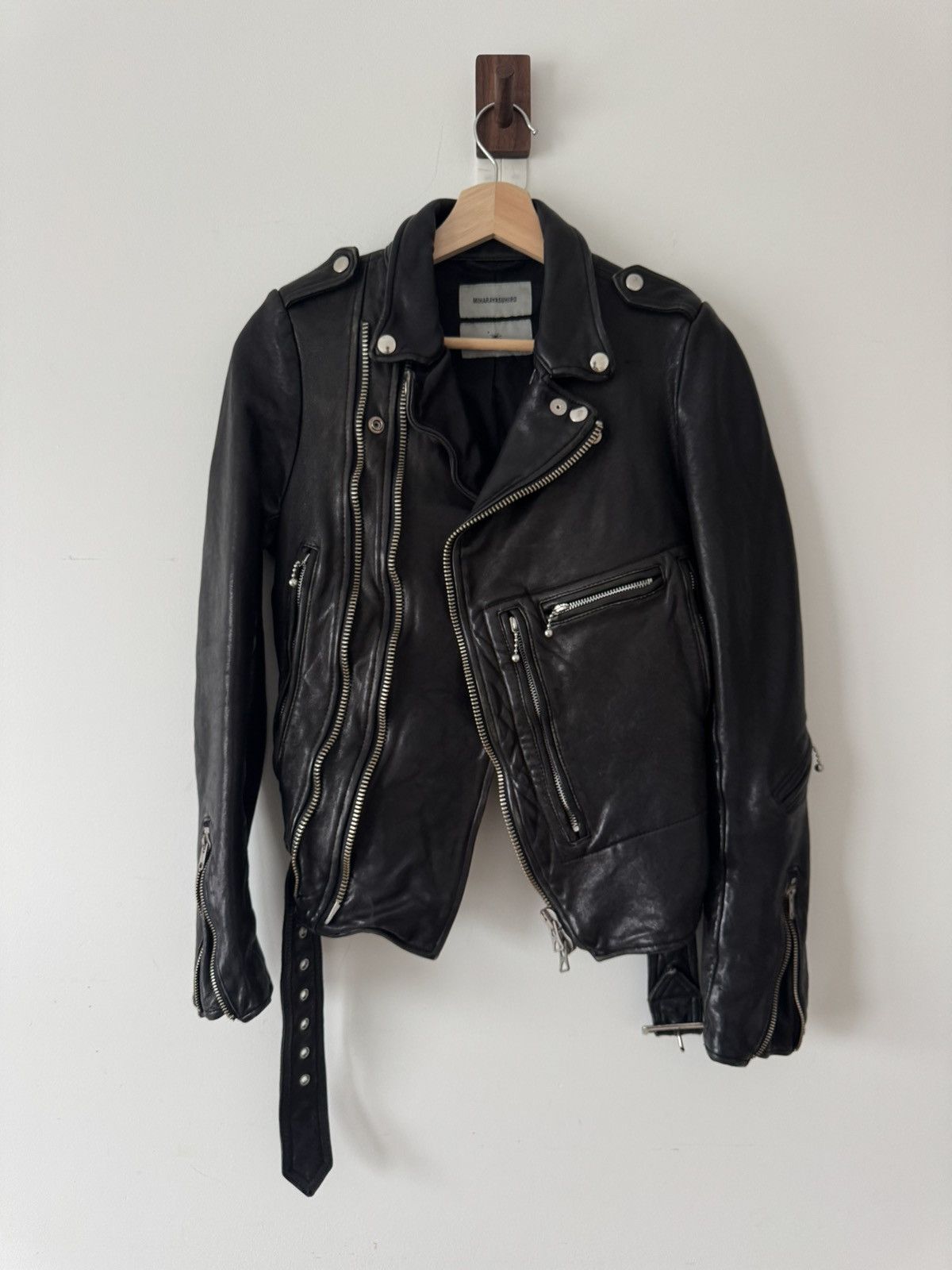 Maison MIHARA YASUHIRO Women Leather Biker Jacket Size XS / US 0-2 / IT 36-38 - 1 Thumbnail