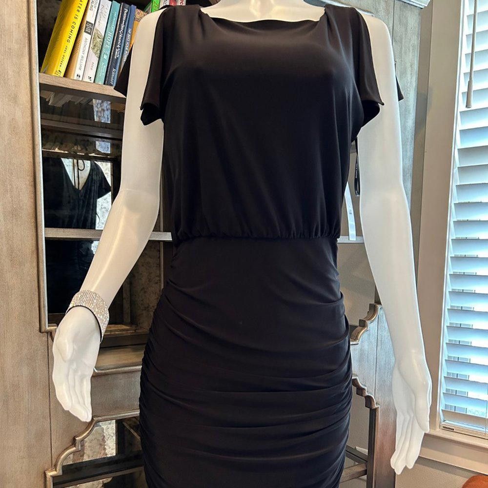 Designer Julia Jordan Ruched Split Sleeve Jersey Dress Size L / US 10 / IT 46 - 4 Thumbnail