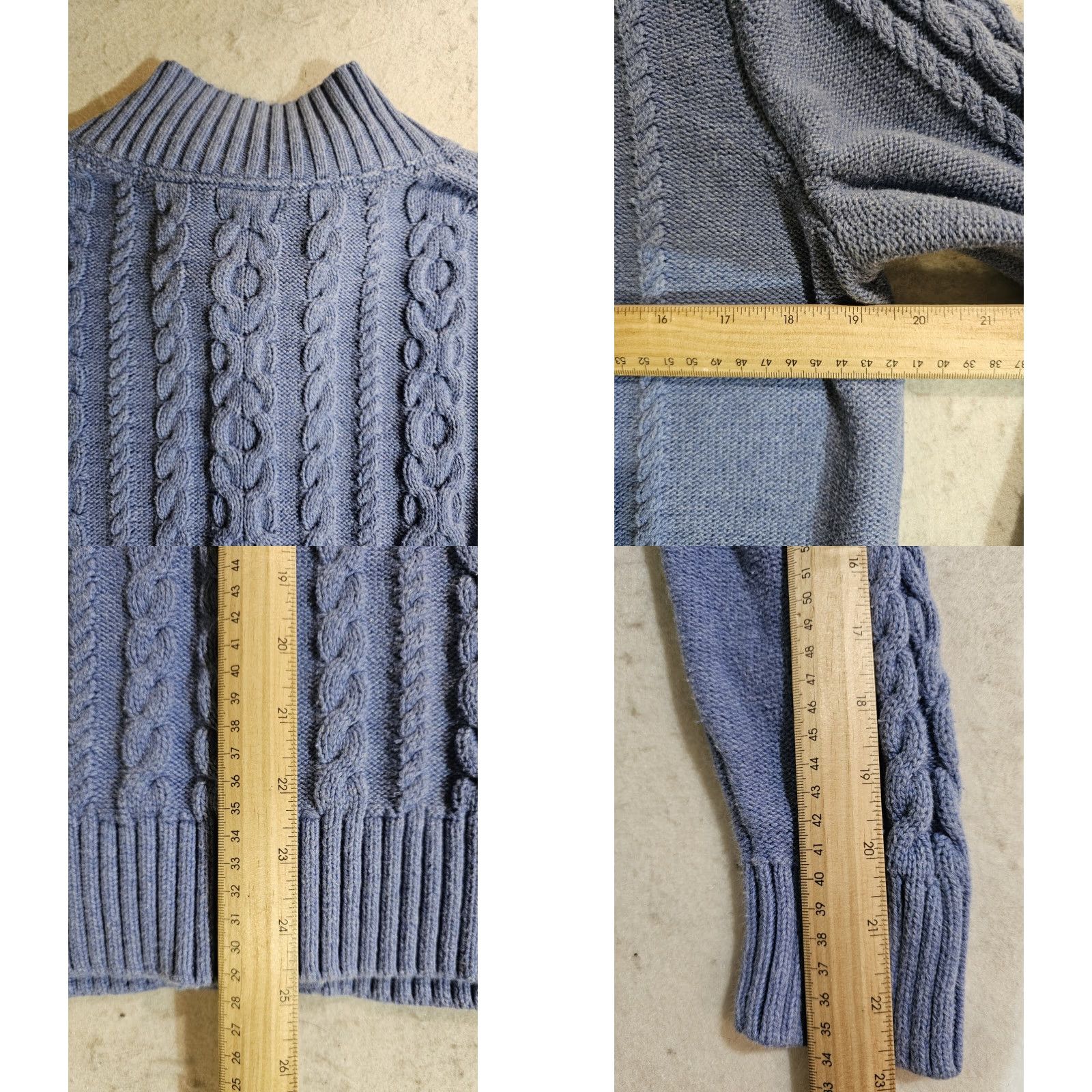 Vintage VINTAGE L.L.Bean Cardigan Sweater Cable Knit Mock Neck Full Zip Womens XL Petite Blue Size XL / US 12-14 / IT 48-50 - 8 Thumbnail