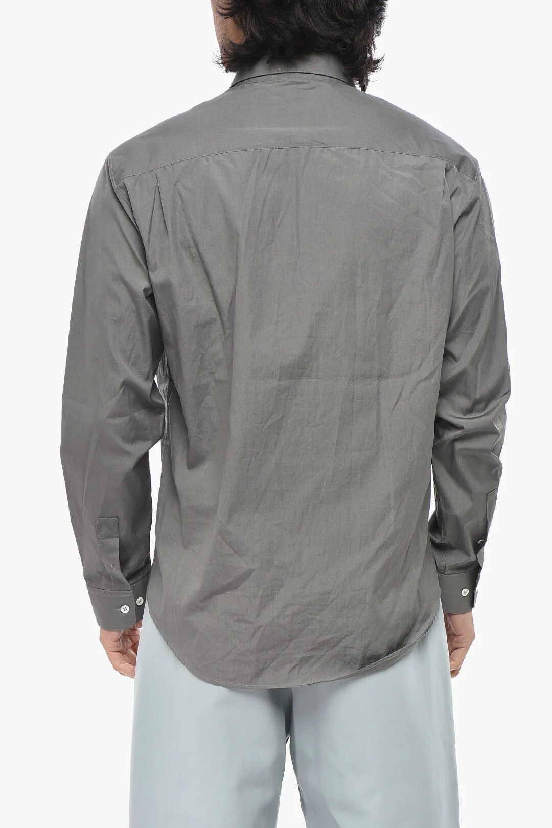 Off-White og1mm0526 Cotton Poplin Shirt in Gray Size US M / EU 48-50 / 2 - 2 Thumbnail