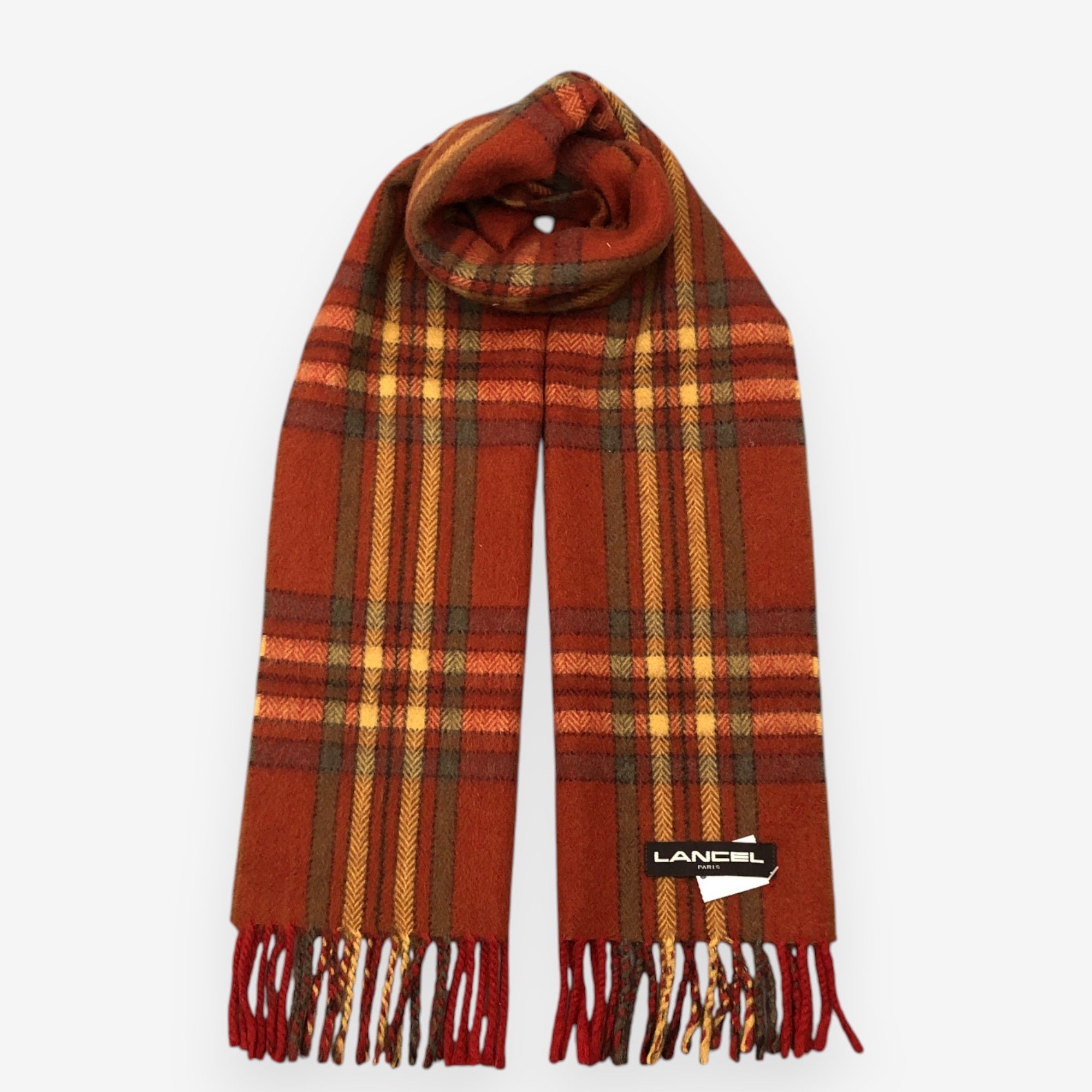 Vintage Lancel Scarf Muffler Wool Plaid Winter Scarves