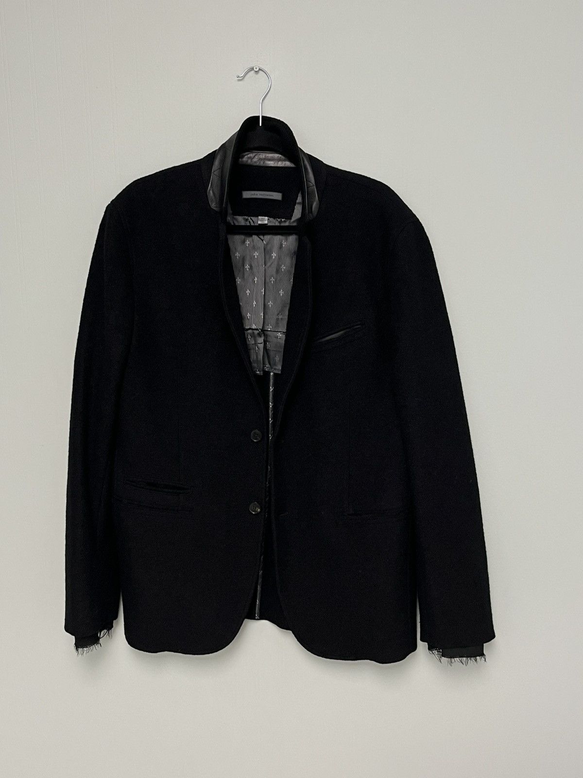 John Varvatos Notch Lapel Leather Collar Jacket 52 Size US L / EU 52-54 / 3 - 16 Thumbnail