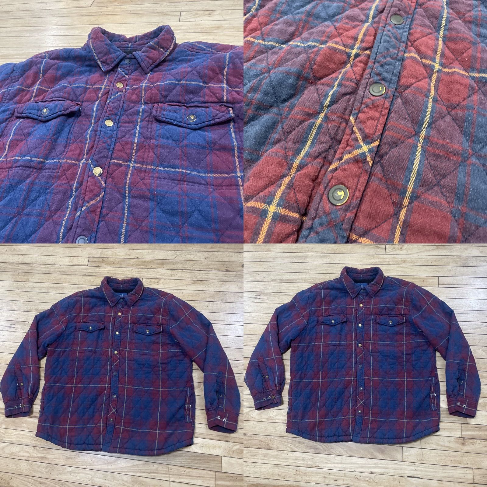 George George Shacket Men 2XL Plaid Sherpa Fleece Jacket Blank et Beach Pile Blanket Safety-Classic Pilled Pockets Logo Blue Red Vintage Mens 2XL Size US XXL / EU 58 / 5 - 11 Thumbnail
