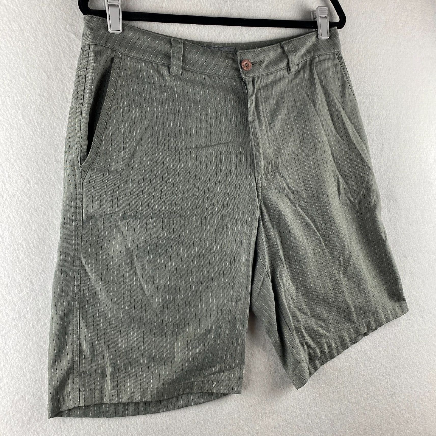 O'Neill O'Neill Mens Chino Shorts 32 Gray Button Slash Pockets Flat Front Striped Casual Size US 32 / EU 48 - 3 Thumbnail