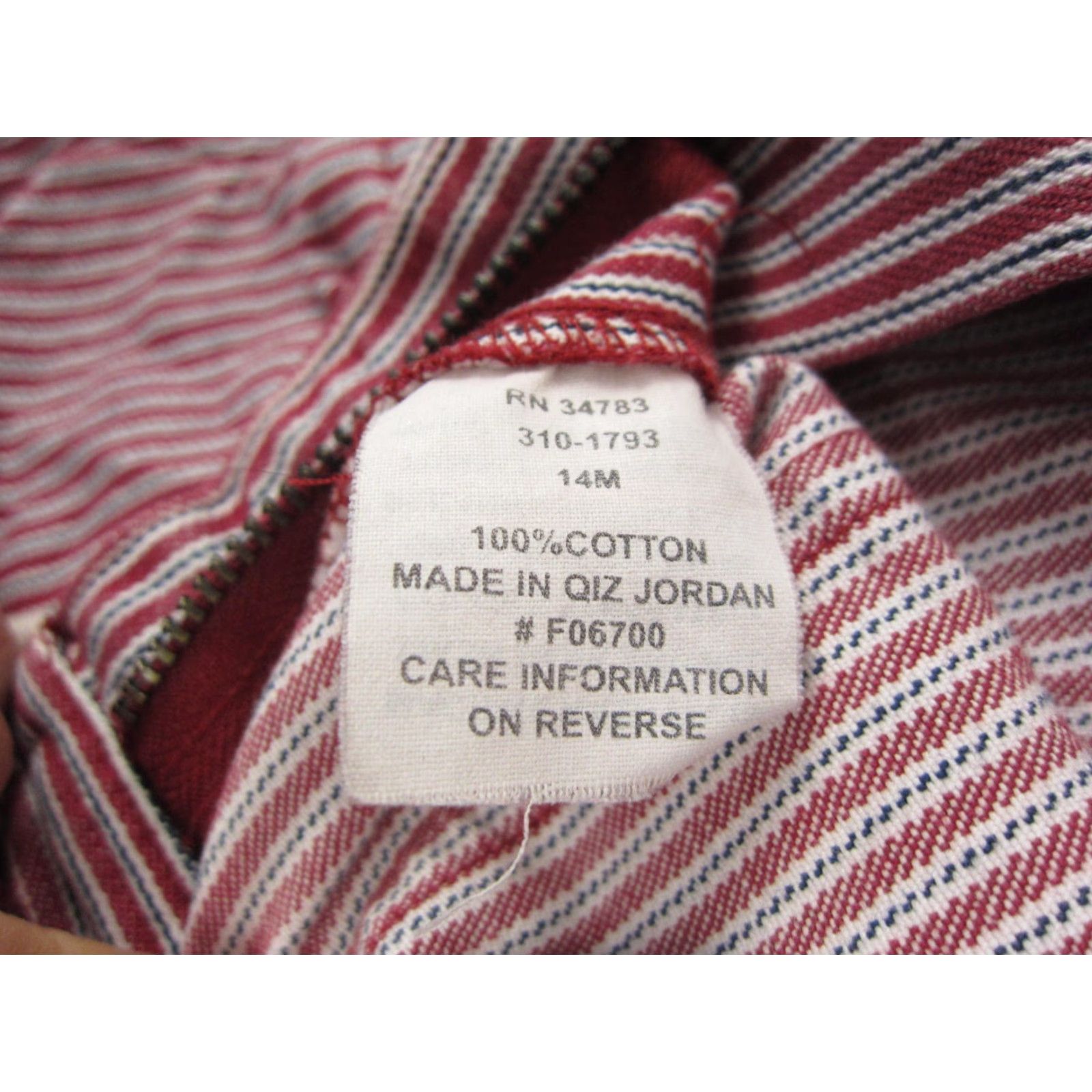 Lee VINTAGE Lee Pants Womens 14 Red Striped Cropped Riveted Talon Zip 80s Drawstring Size 36" / US 14 / IT 50 - 7 Thumbnail