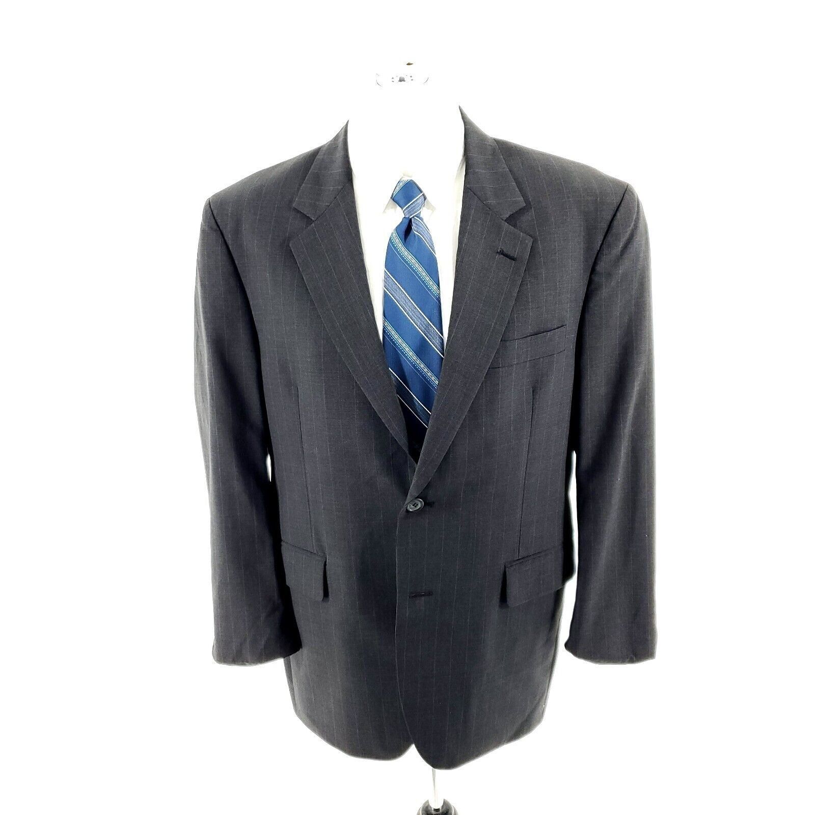Jos. A. Bank Jos A Bank Wool 2 Button Suit Jacket 42R Gray Striped Tagged Size 42R - 3 Thumbnail