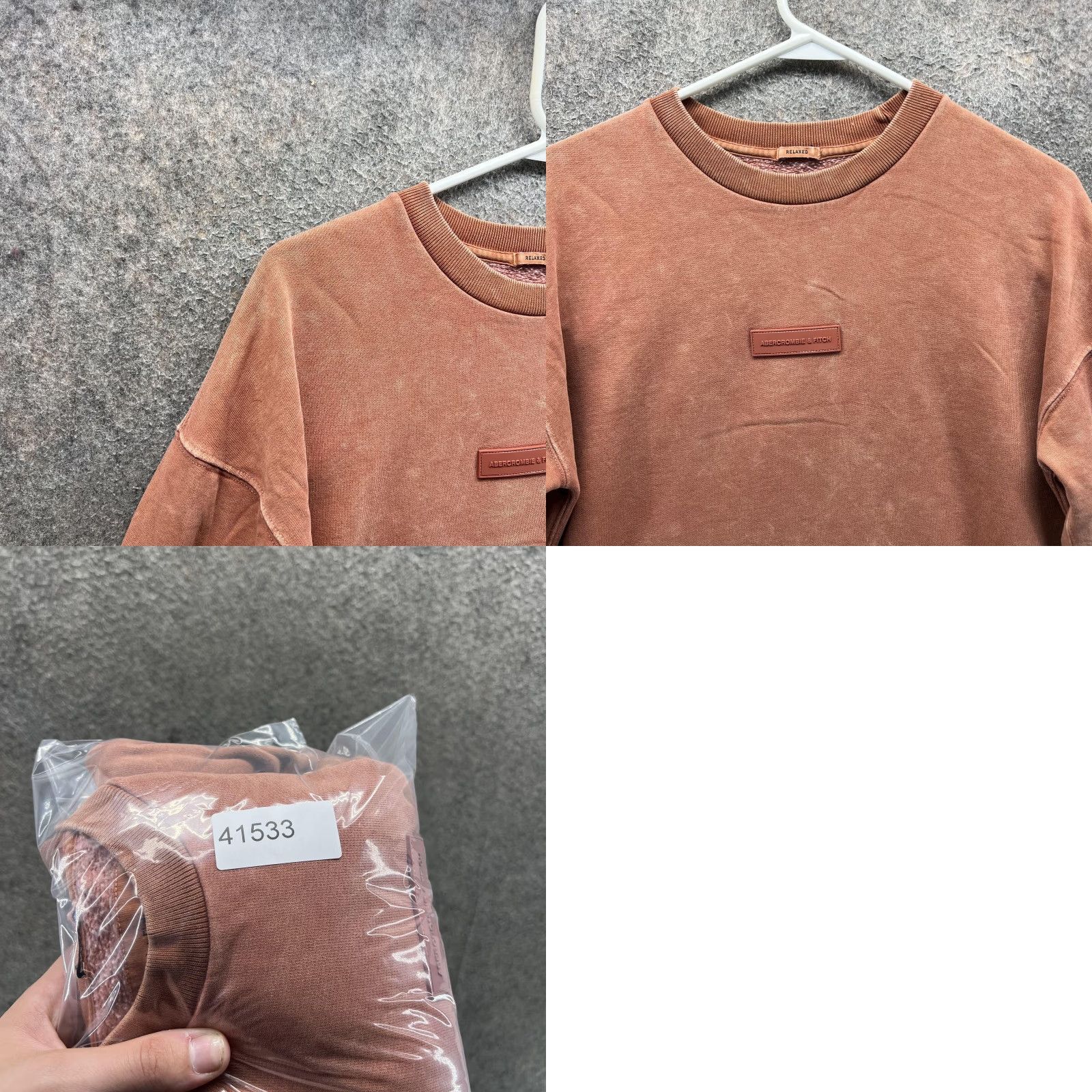 Abercrombie & Fitch Abercrombie & Fitch Sweatshirt Mens S Brown Relaxed Fleece Crewneck Pullover Knit Logo Patch Size US S / EU 44-46 / 1 - 8 Thumbnail