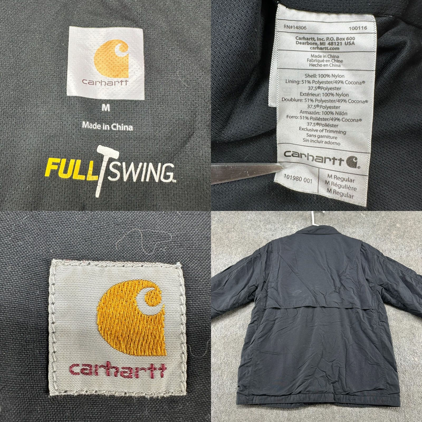 Carhartt VINTAGE Carhartt Jacket Mens M Black Full Swing Zip Nylon Rain Defender Workwear Logo Size US M / EU 48-50 / 2 - 9 Thumbnail