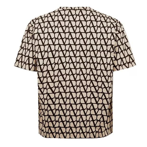 o1g2r1mq0724 T-Shirts Toile Iconographe Print Beige & Black