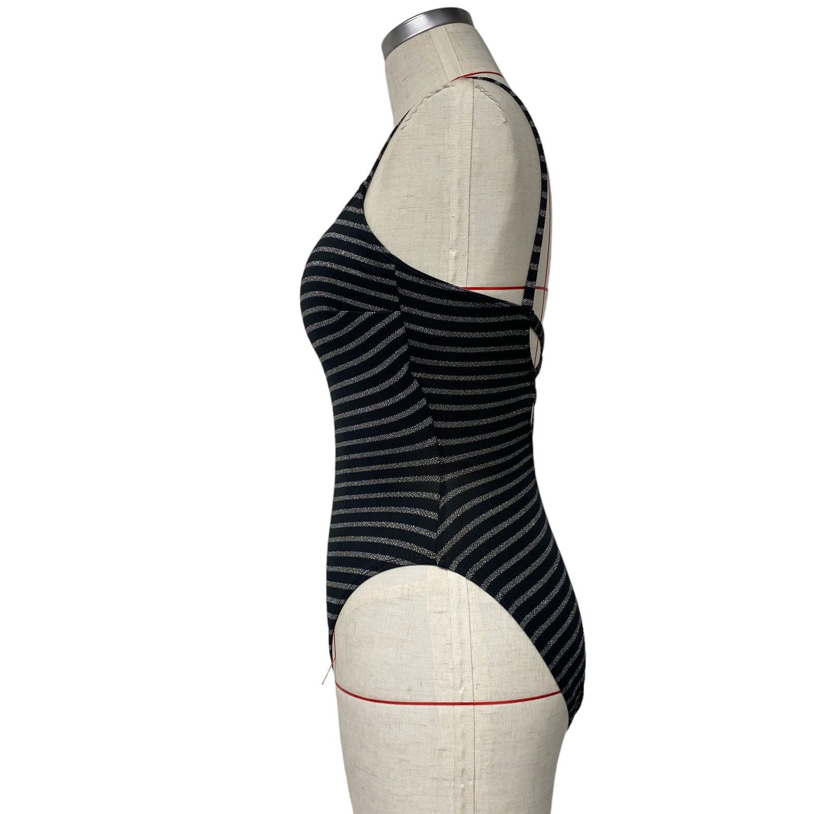 Vintage Vintage Coral Key Black Striped One Piece Swimsuit Size M / US 6-8 / IT 42-44 - 3 Thumbnail