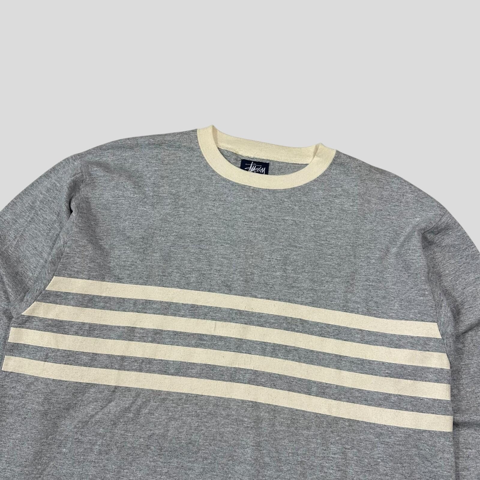 Stussy Stussy 90’s Made in USA Stock Logo Striped Crewneck Shirt L Size US L / EU 52-54 / 3 - 3 Thumbnail