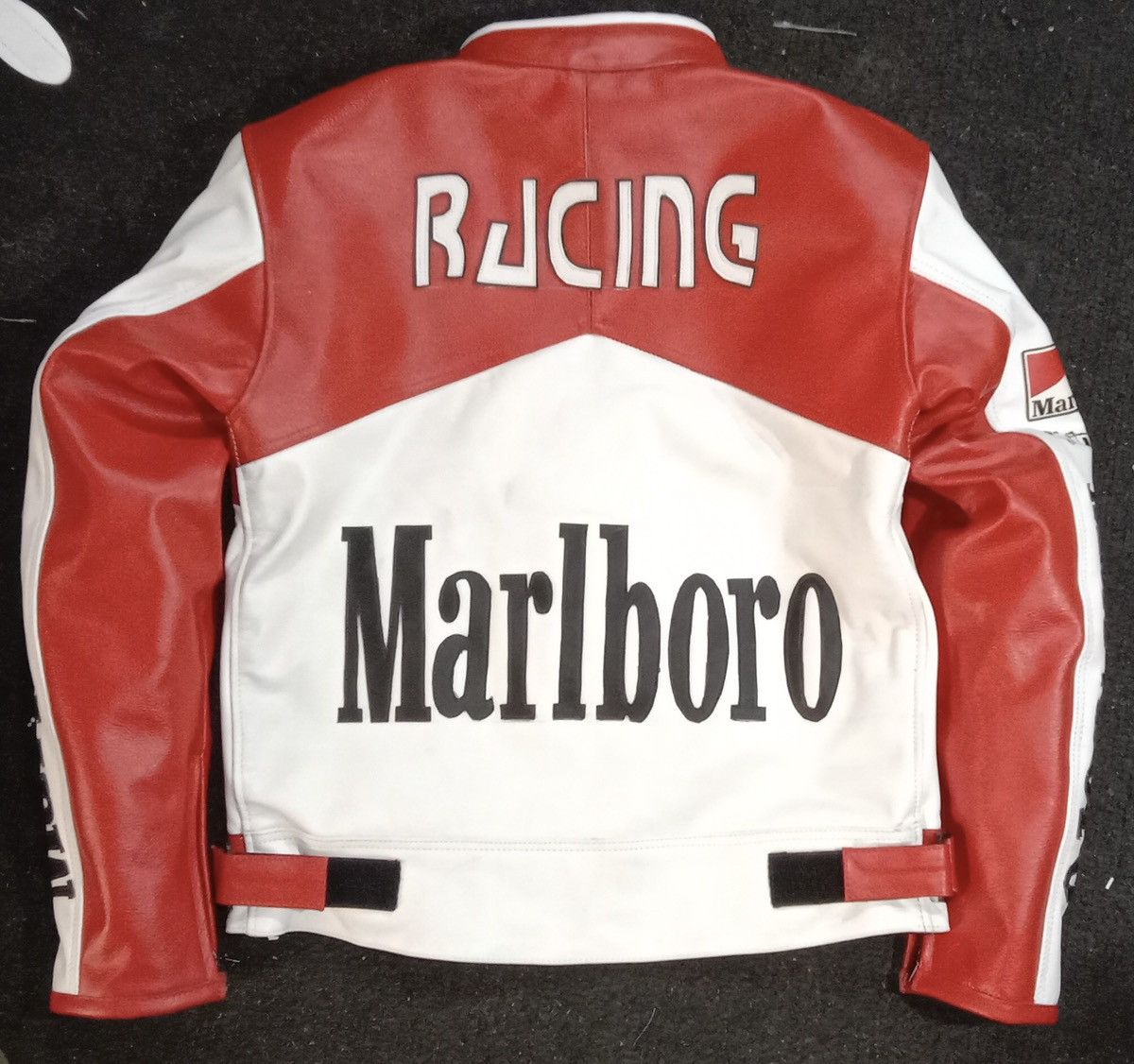 Genuine Leather × Marlboro Vintage Men’s Red and White Rare Marlboro Motorcycle Jacket Size US S / EU 44-46 / 1 - 4 Thumbnail