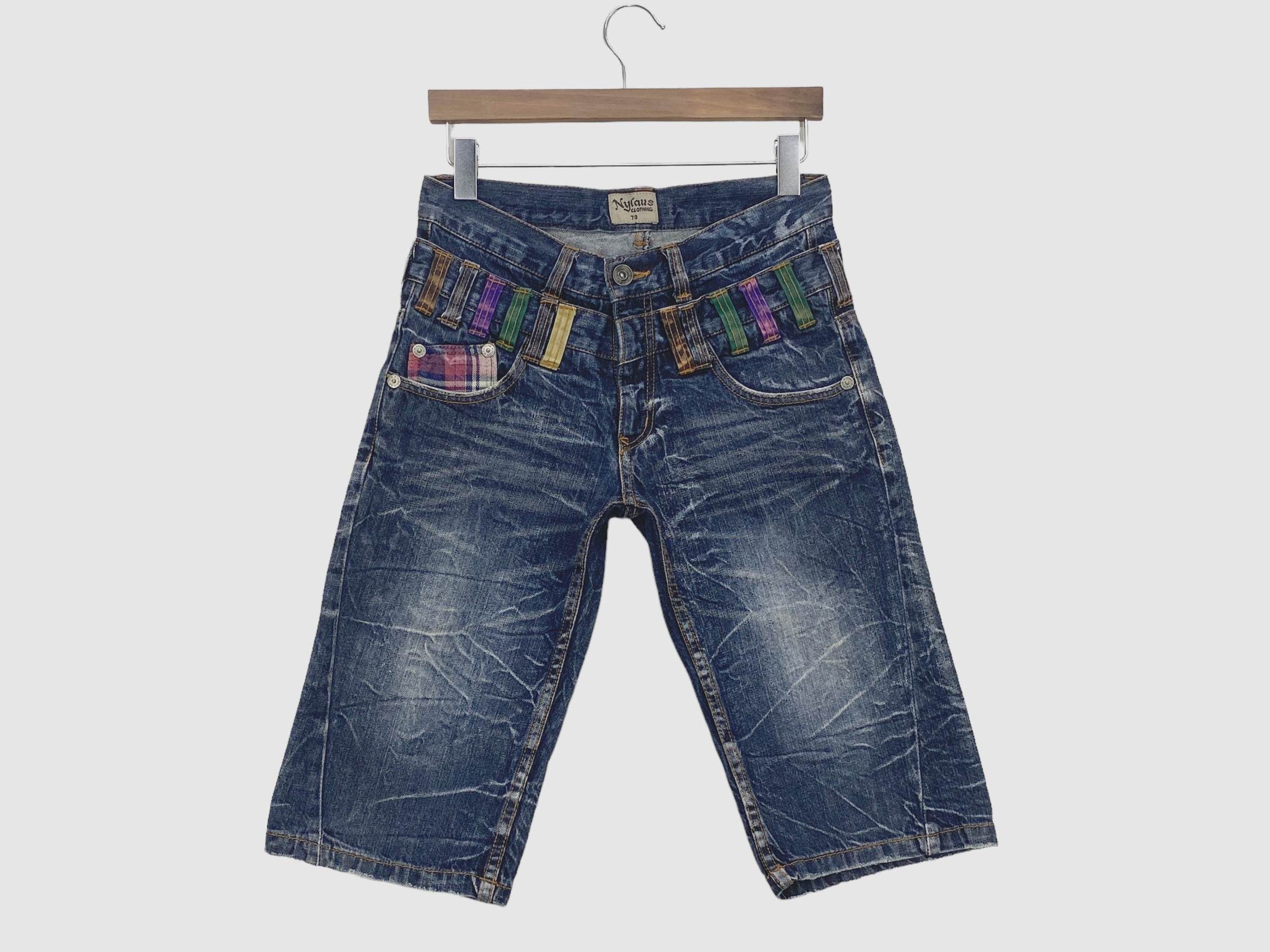 Japanese Brand Nylaus Short Jeans Double Waist Jeans Japanese Jeans Size US 29 - 2 Thumbnail