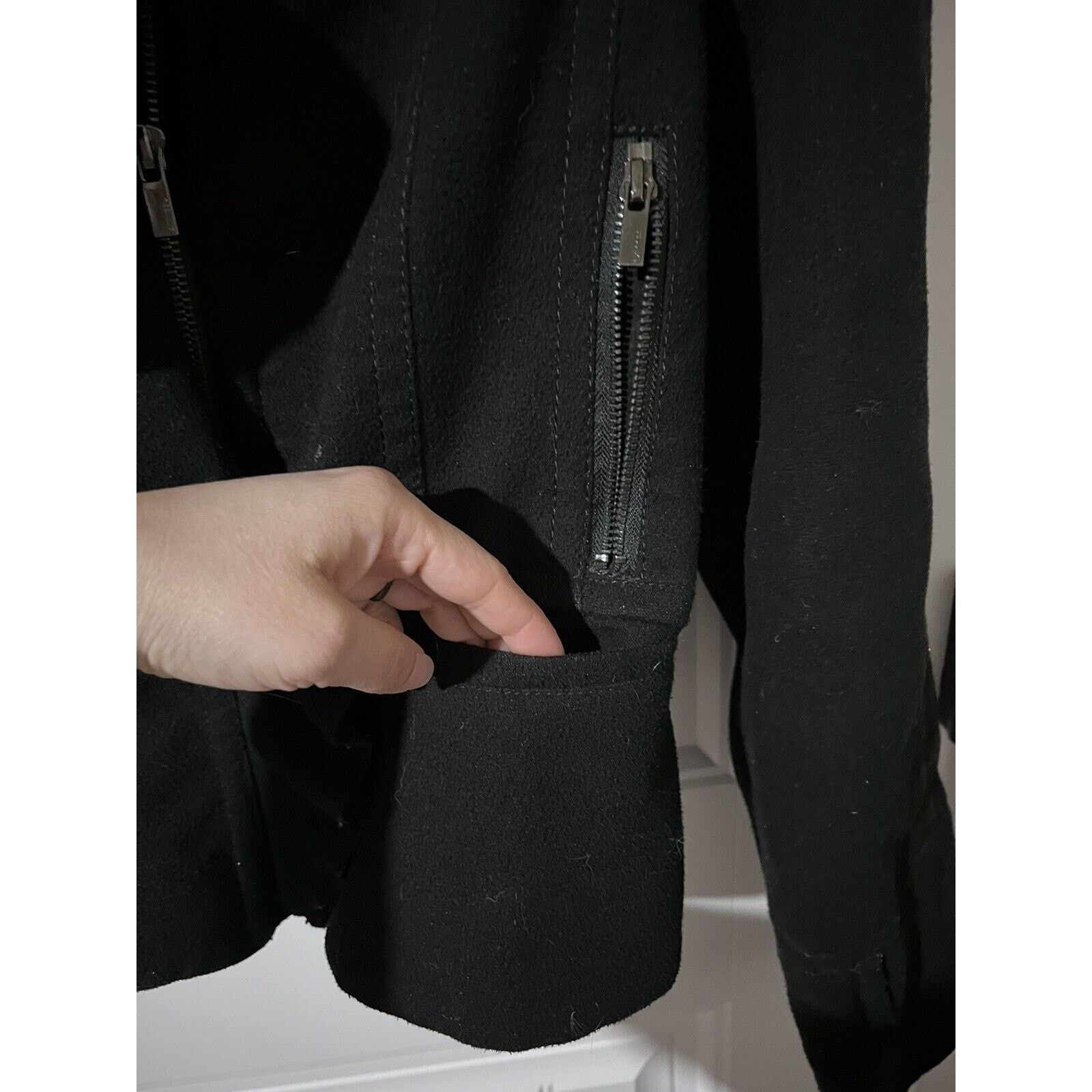 Express Express black suede moto jacket winter snow coat full zip Size S / US 4 / IT 40 - 7 Thumbnail