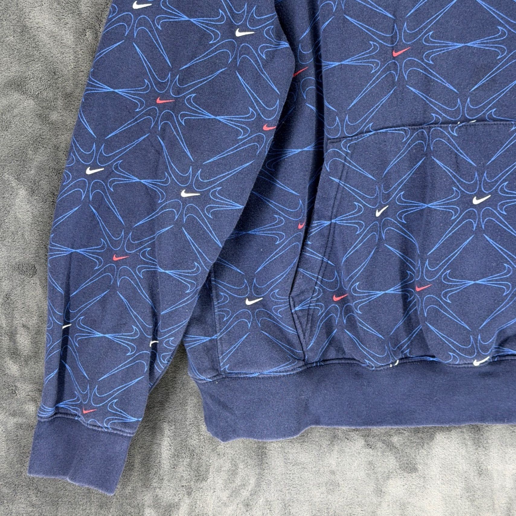 Nike Nike Mens XL Tall Navy Blue All Over Print Swoosh Fleece Hoodie DM7930-451 Size US XL / EU 56 / 4 - 7 Thumbnail
