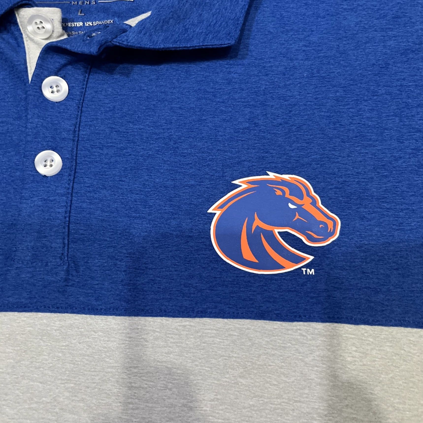 Vintage VINTAGE Colosseum Boise State Polo Shirt Mens Size L Blue Cotton Microfiber Short Sleeve Round Neck Classic Regular Rare Salesman Sample Size US L / EU 52-54 / 3 - 3 Thumbnail