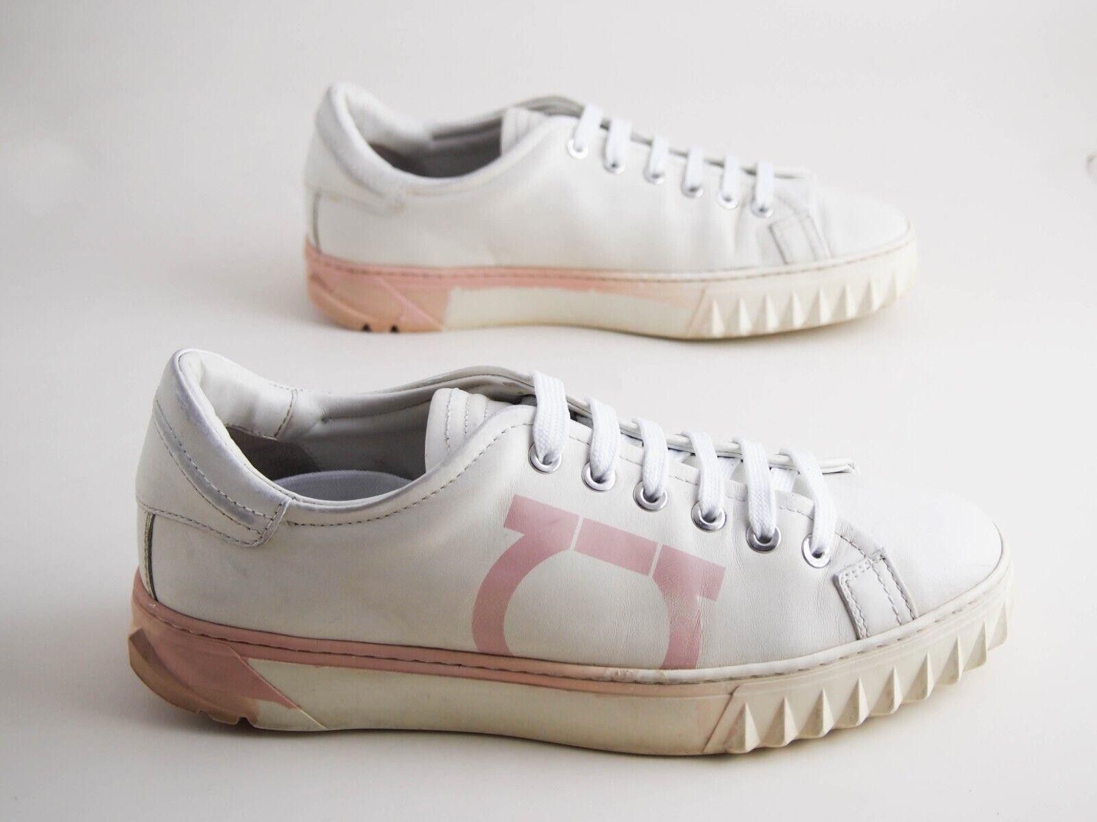 Salvatore Ferragamo Ferragamo Gancio Sneakers White Leather EU 37.5 US 7.5 C Size US 7.5 / IT 37.5 - 4 Thumbnail