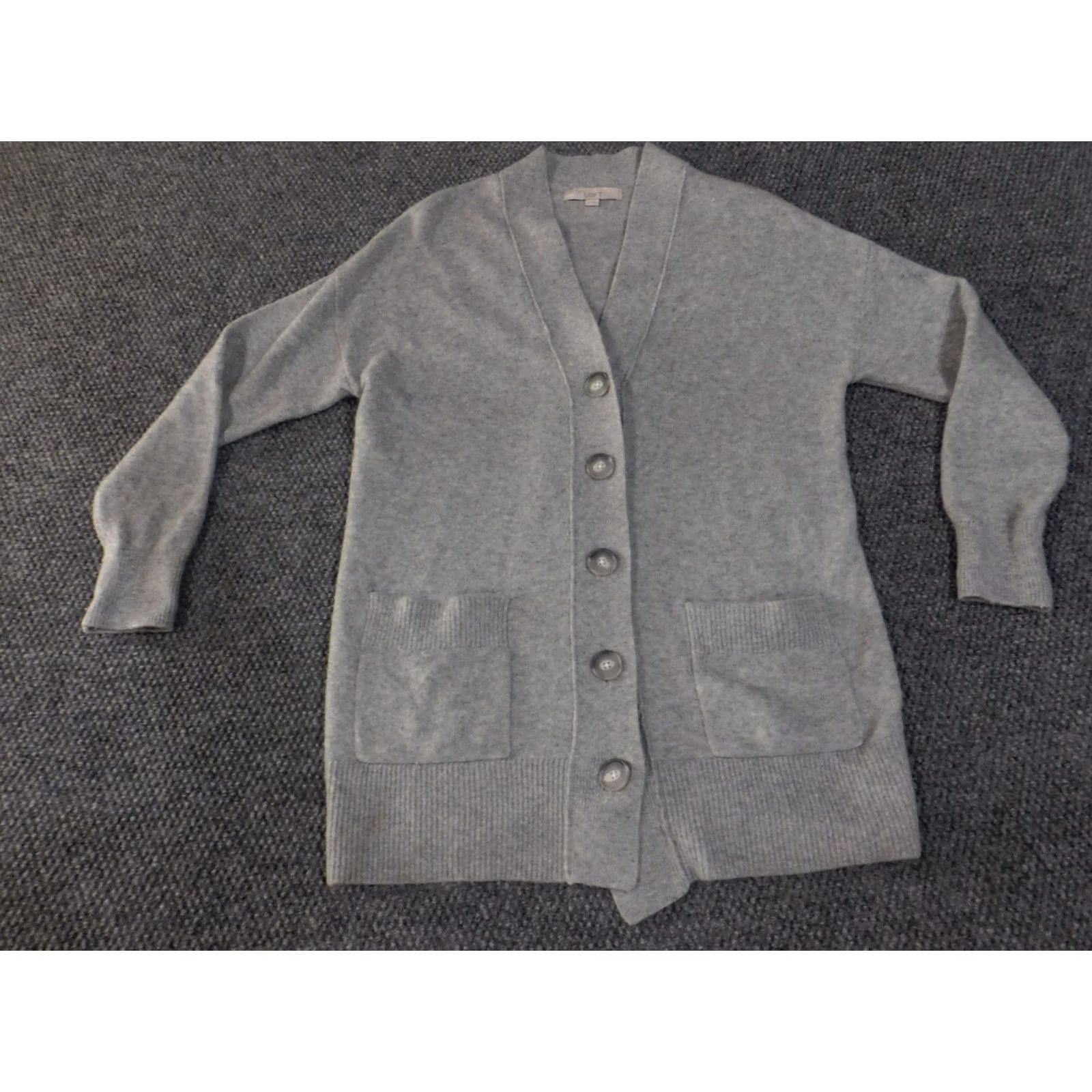 Loft LOFT Ann Taylor Cardigan Sweater Womens XS Gray V-Neck Button Front Pockets Ribbed Knit Shirt Size XS / US 0-2 / IT 36-38 - 3 Thumbnail