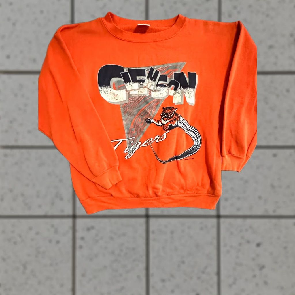 Tultex VINTAGE Clemson University Sweatshirt Mens XL Orange 90s Tultex Made in USA College Football Pullover Crew Neck Long Sleeve Regular Size US XL / EU 56 / 4 - 1 Thumbnail
