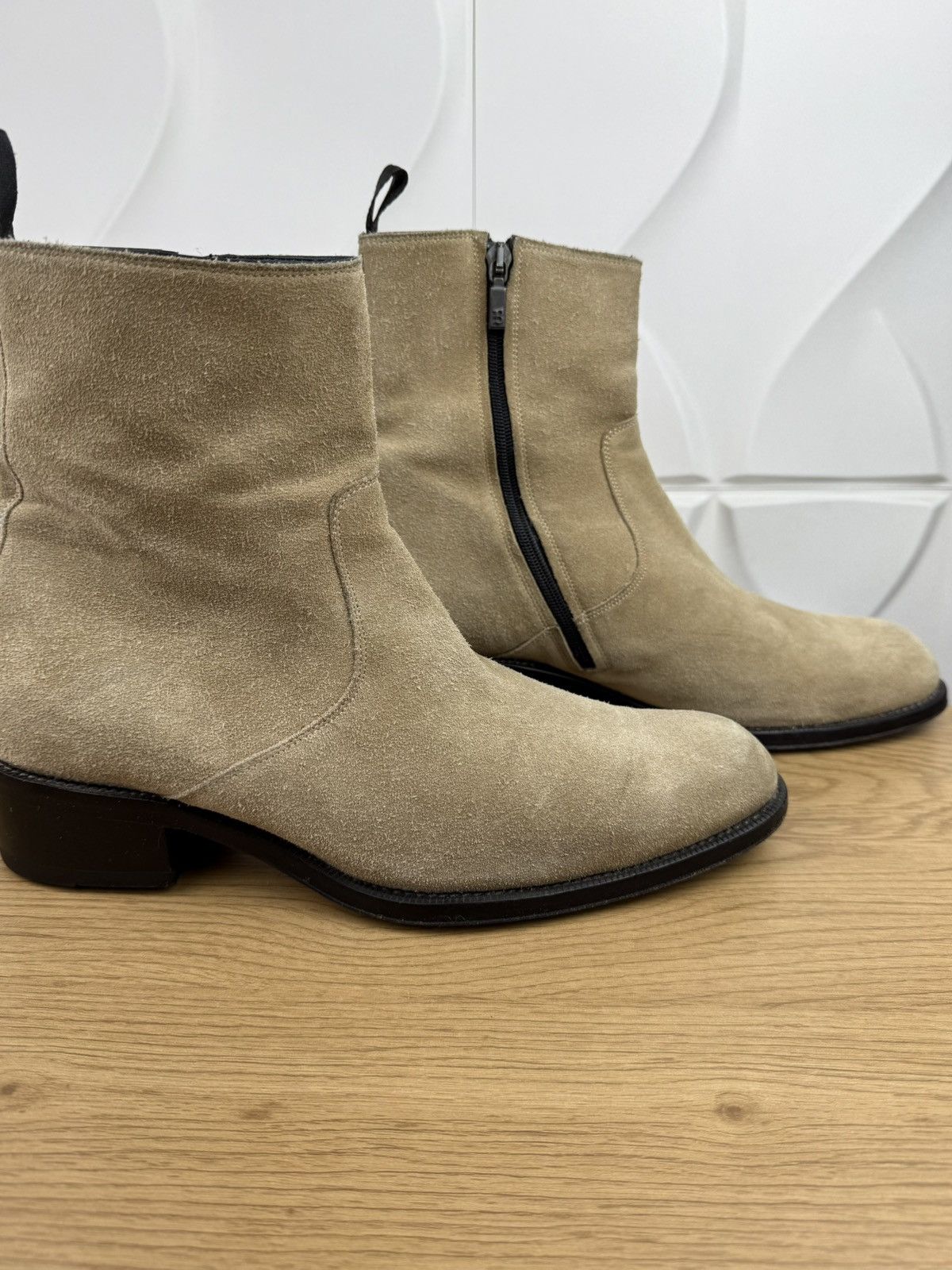 Brioni BRIONI Boots Suede Leather Shoes High Heels Side Zip Beige Size US 9 / EU 42 - 7 Thumbnail