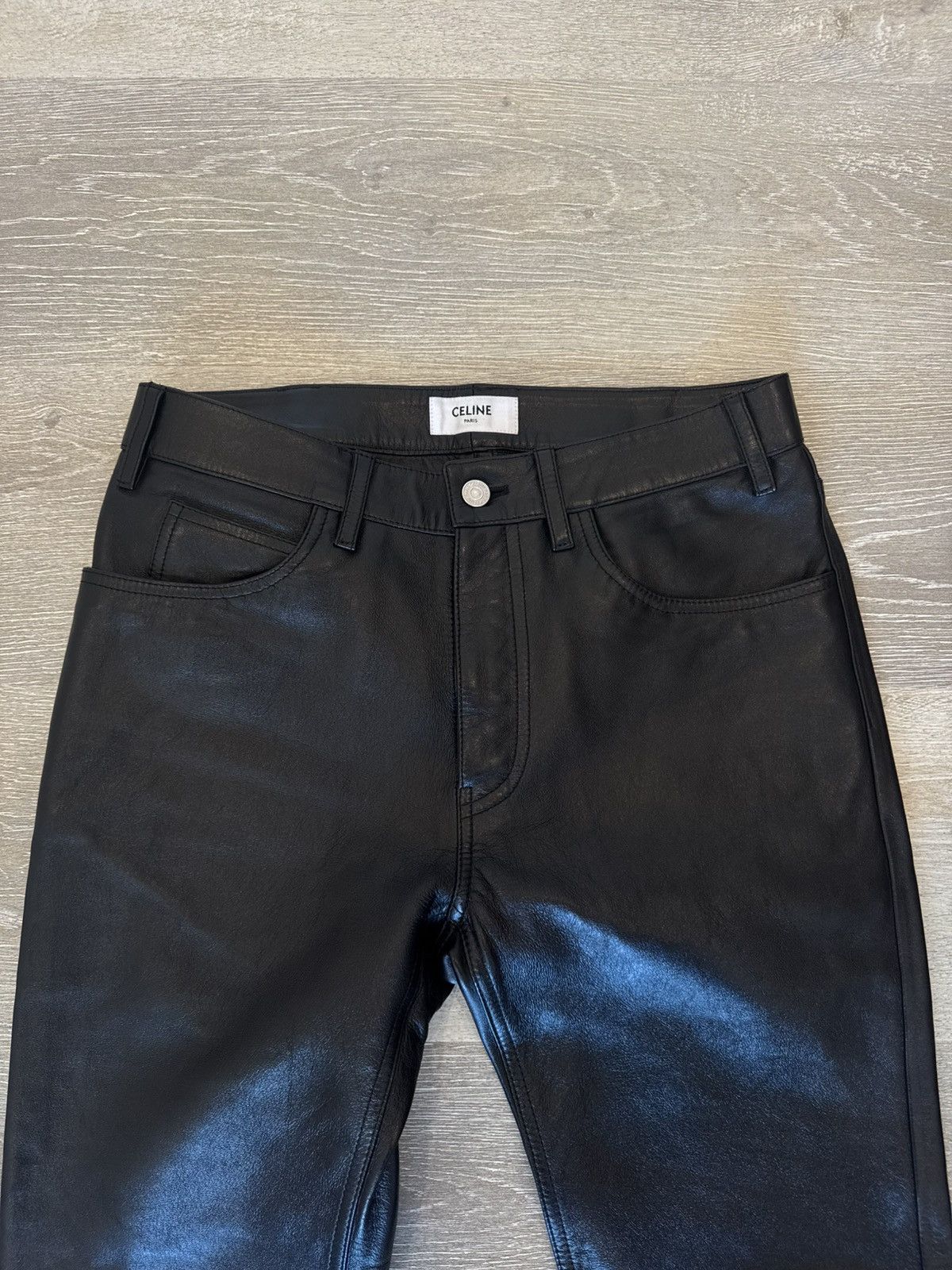 Celine Celine Black Lamb Leather Lou Straight Leg Pants Size US 29 - 10 Thumbnail